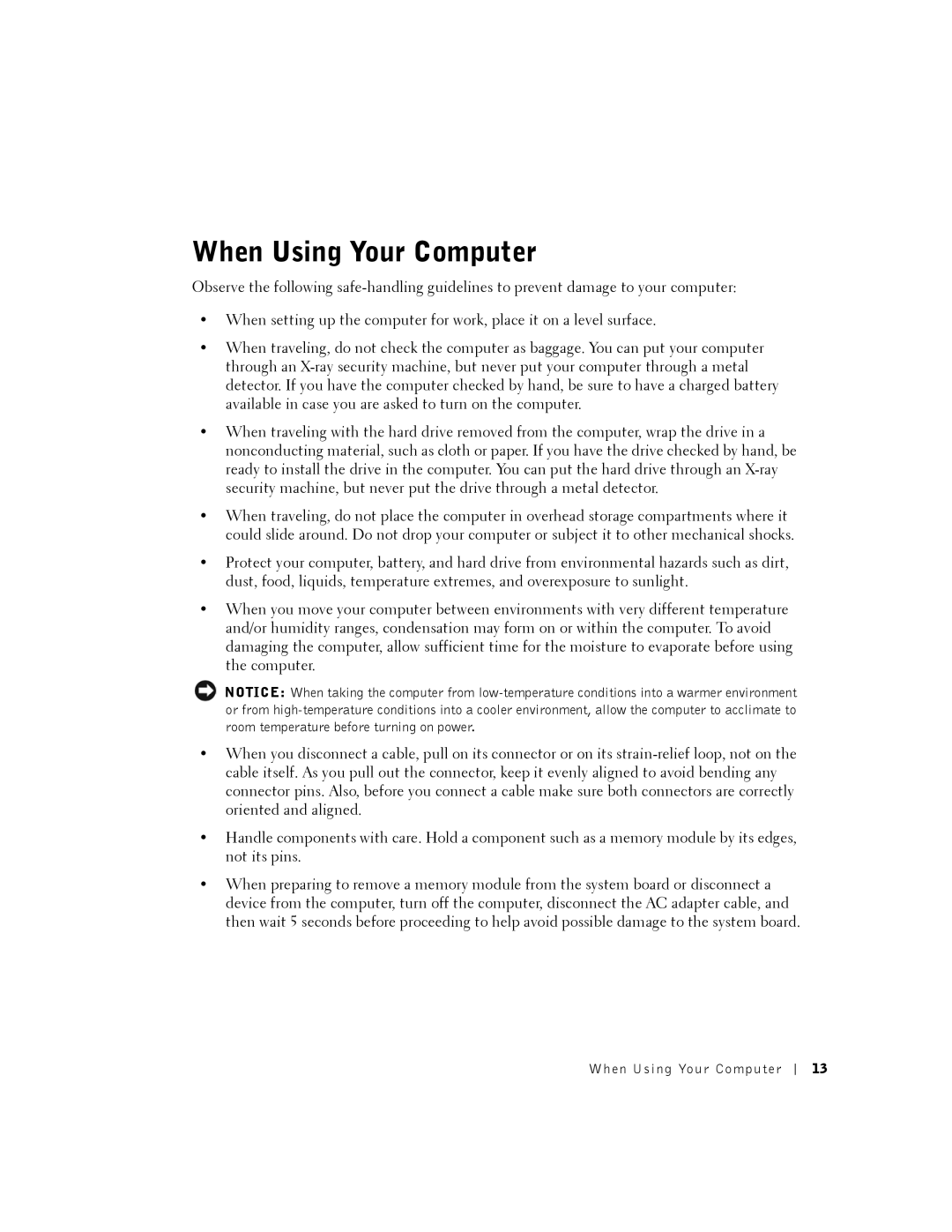 Dell PP01X owner manual When Using Your Computer 