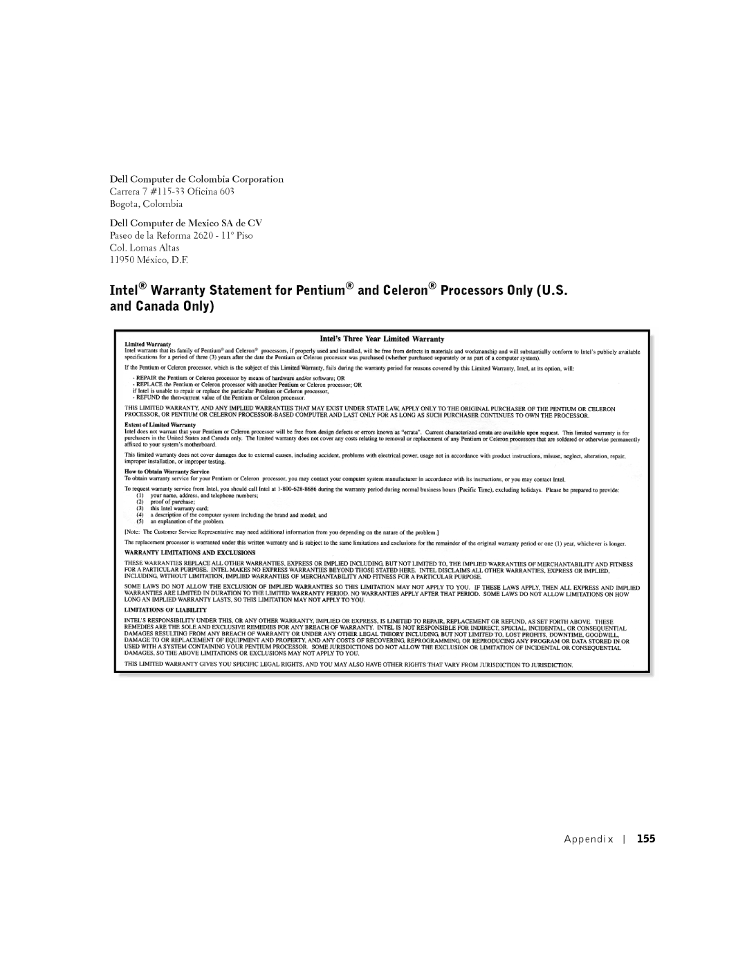 Dell PP01X owner manual Appendix 155 