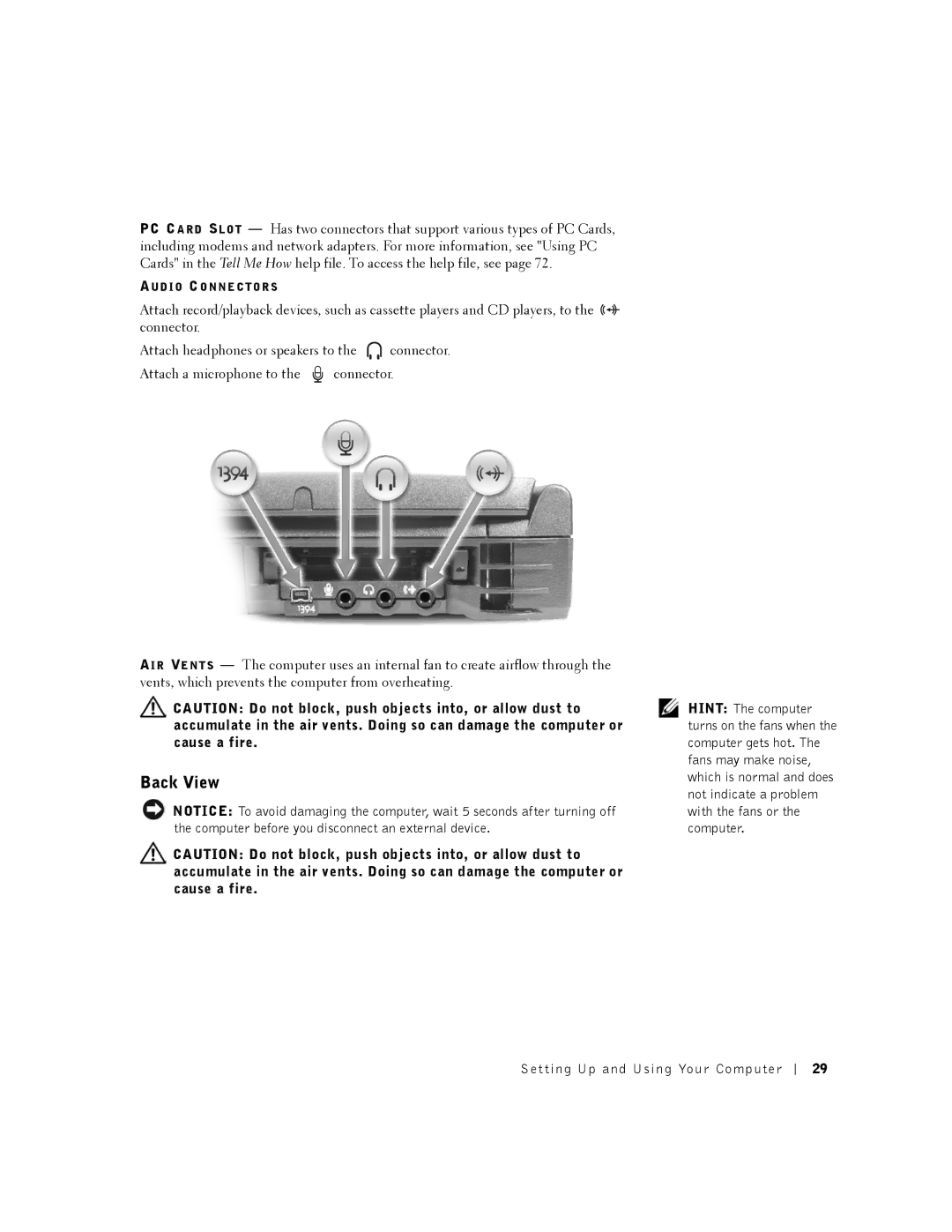 Dell PP01X owner manual Back View 