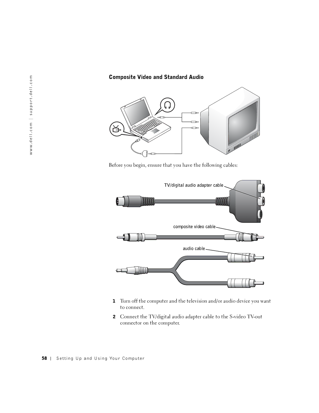 Dell PP01X owner manual Composite Video and Standard Audio 