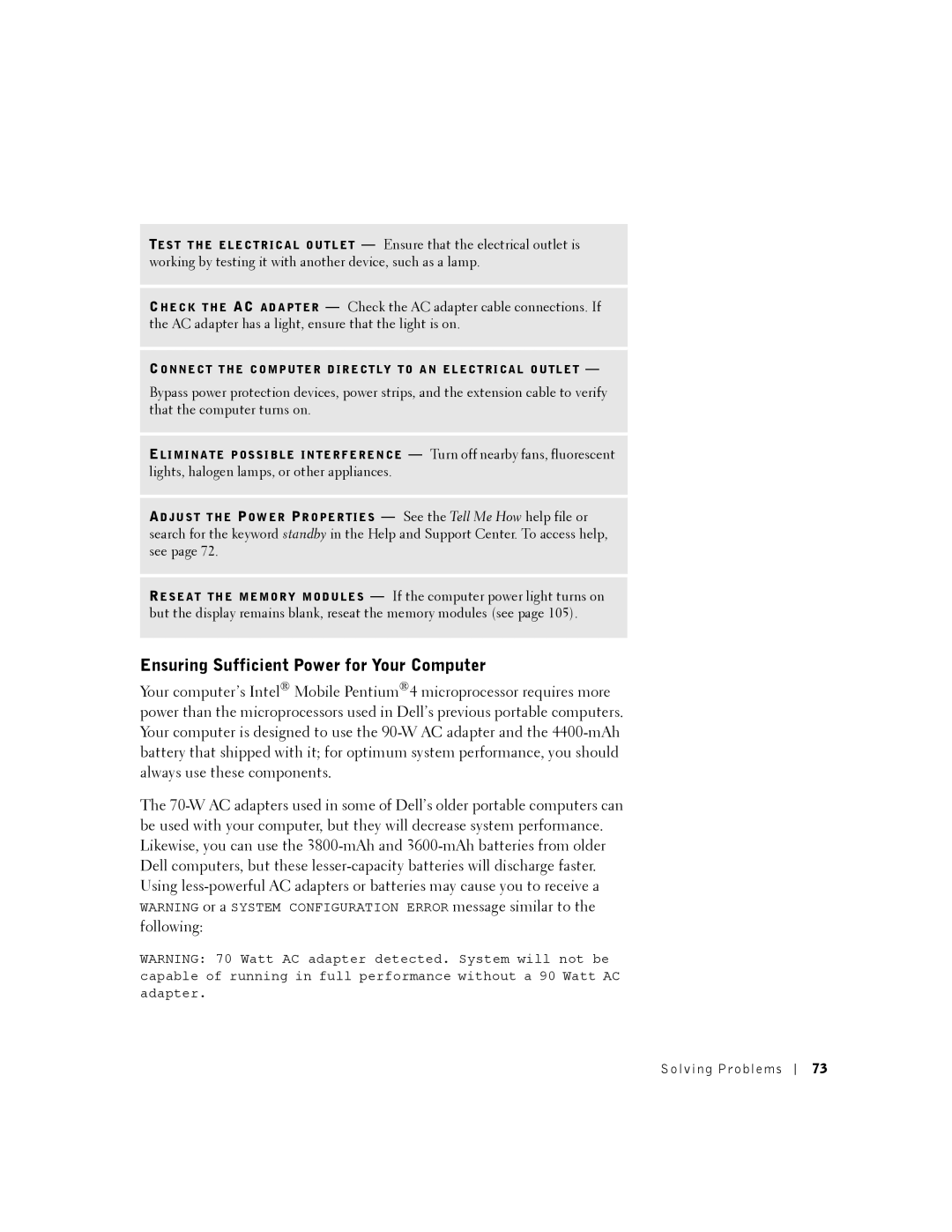 Dell PP01X owner manual Ensuring Sufficient Power for Your Computer 