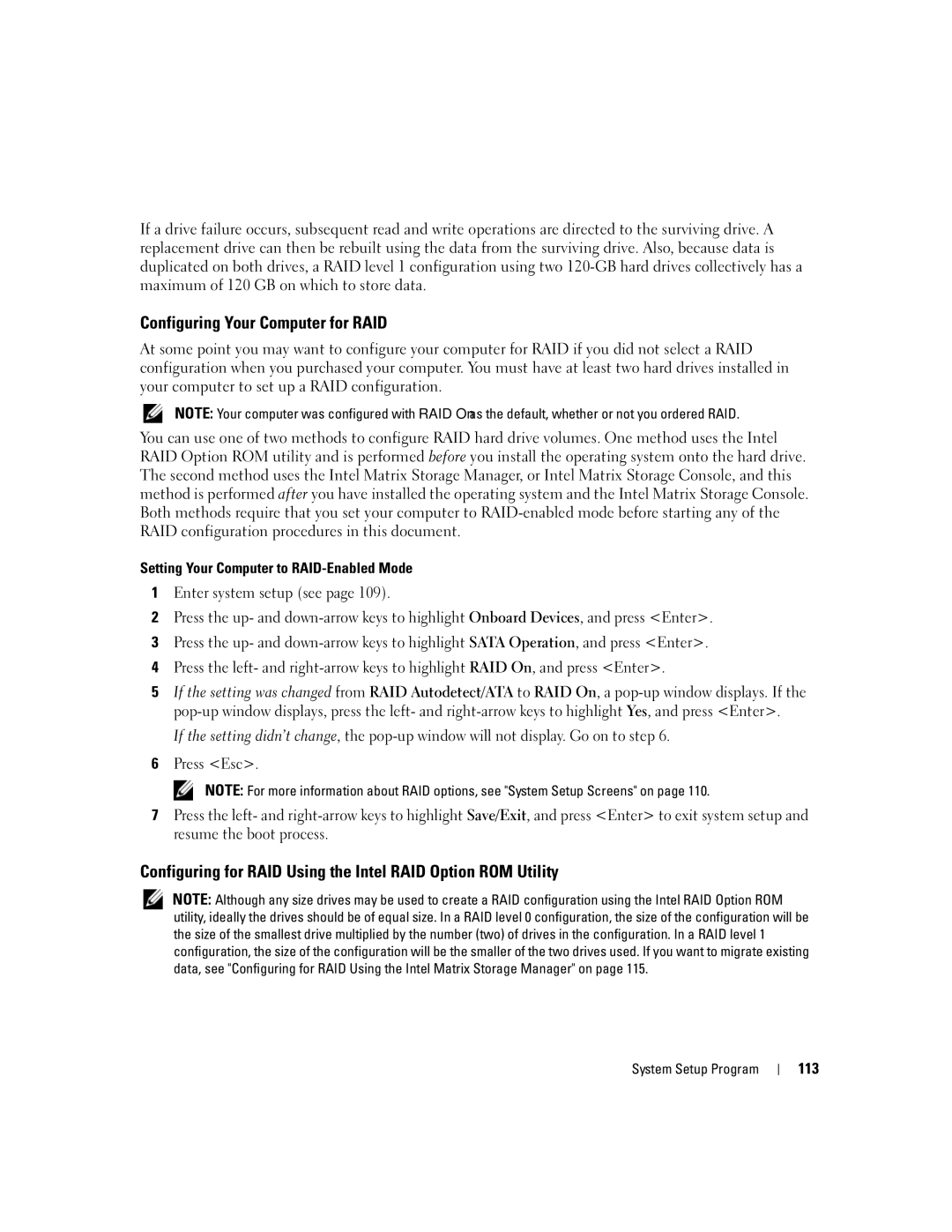 Dell M2010, PP03X owner manual Configuring Your Computer for RAID, 113 