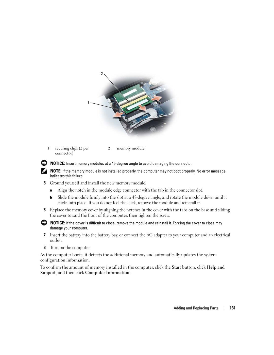 Dell M2010, PP03X owner manual 131, Securing clips 2 per 