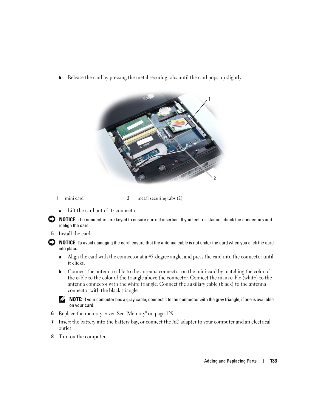 Dell M2010, PP03X owner manual 133, Mini card 