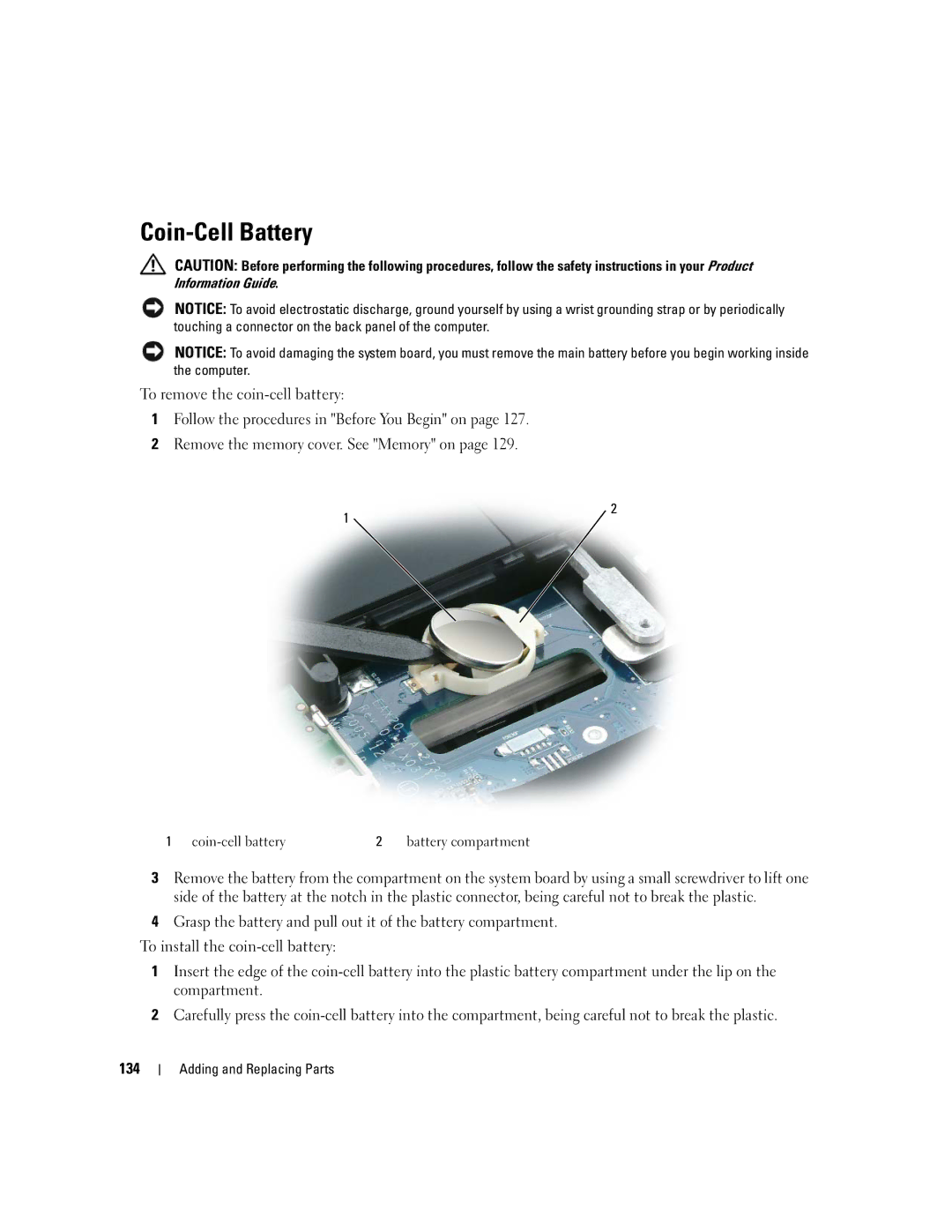 Dell PP03X, M2010 owner manual Coin-Cell Battery, Coin-cell battery 