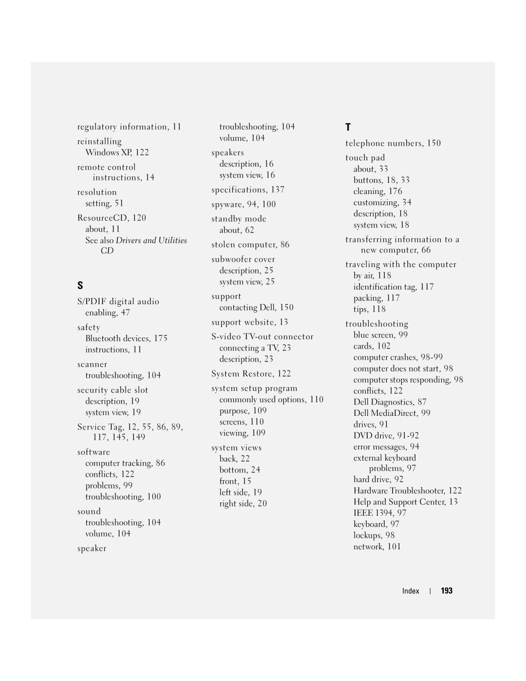 Dell M2010, PP03X owner manual See also Drivers and Utilities, 193 