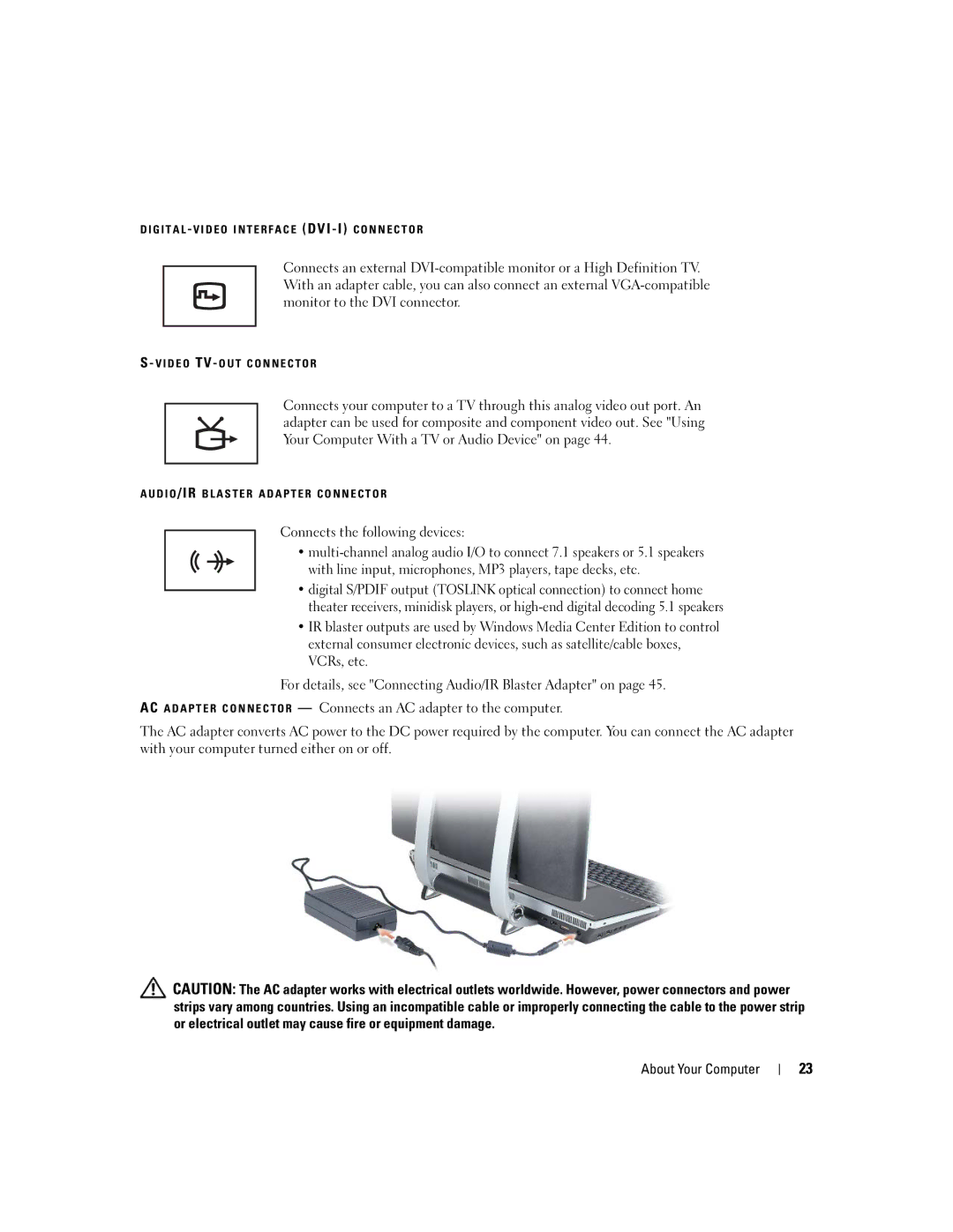 Dell M2010, PP03X owner manual Connects the following devices 