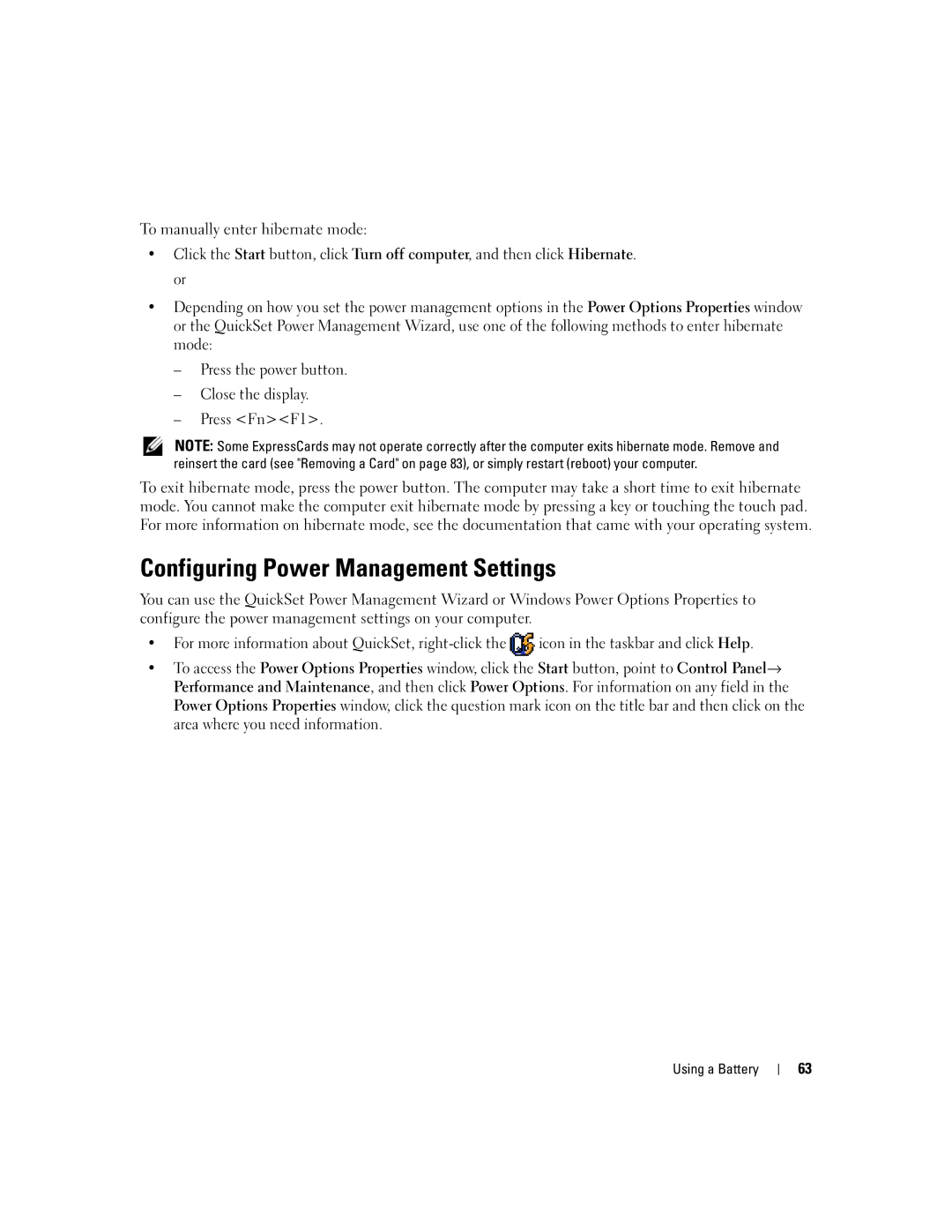 Dell M2010, PP03X owner manual Configuring Power Management Settings 