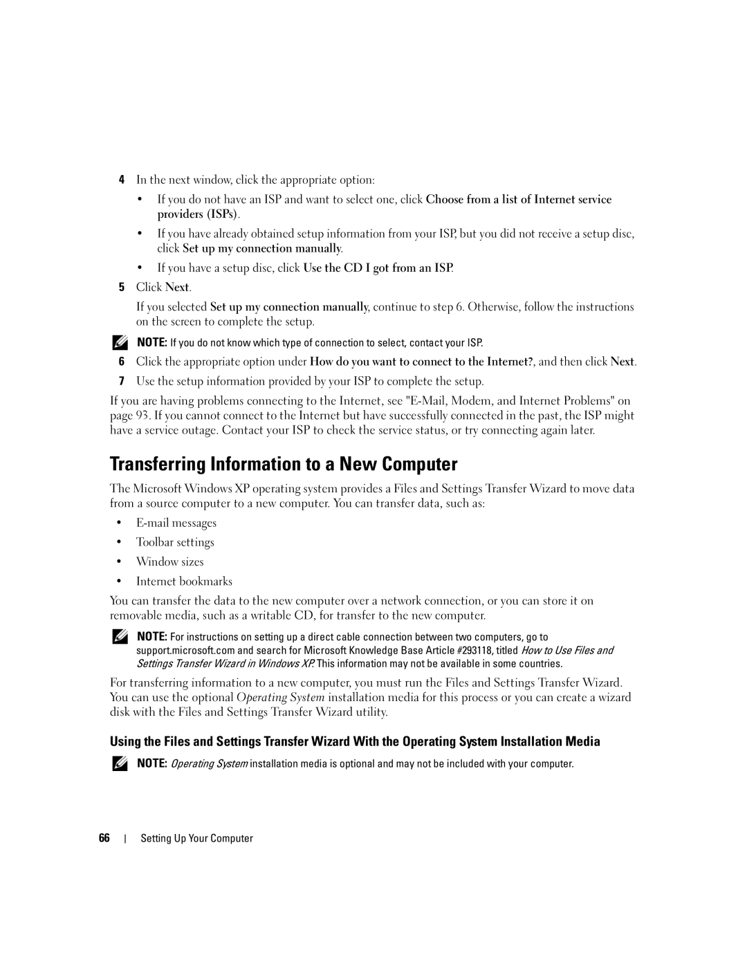 Dell PP03X, M2010 owner manual Transferring Information to a New Computer 