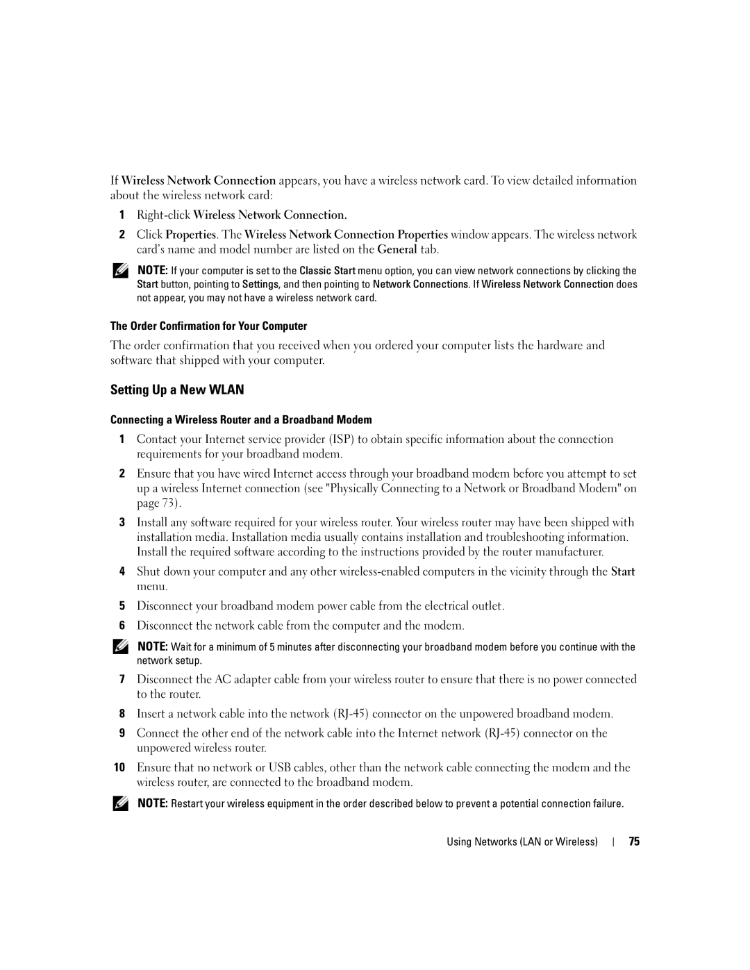 Dell M2010, PP03X owner manual Setting Up a New Wlan 