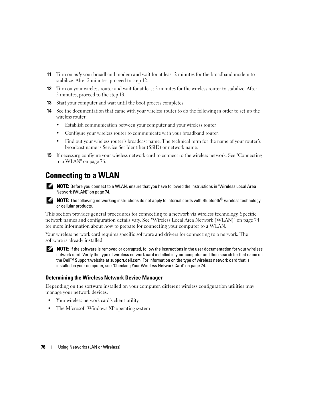 Dell PP03X, M2010 owner manual Connecting to a Wlan, Determining the Wireless Network Device Manager 