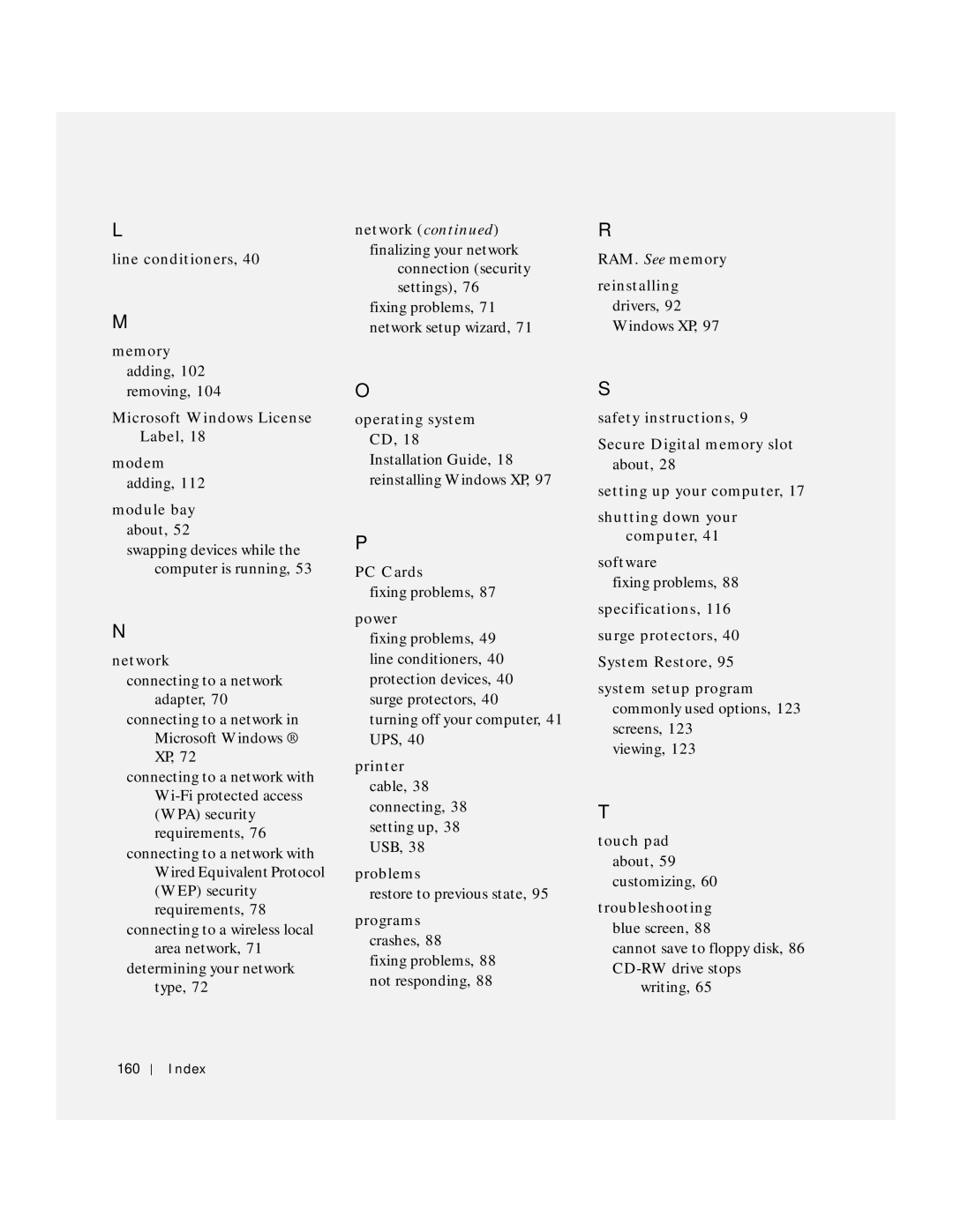 Dell PP04S owner manual Index 