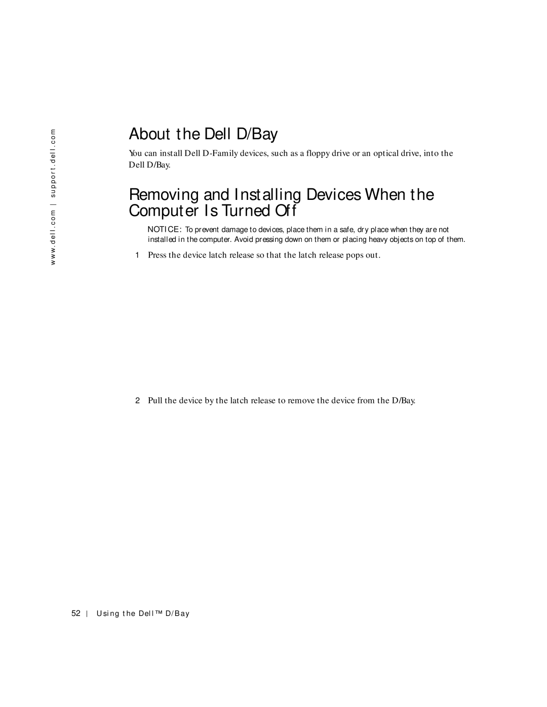 Dell PP04S owner manual About the Dell D/Bay, Using the Dell D/Bay 