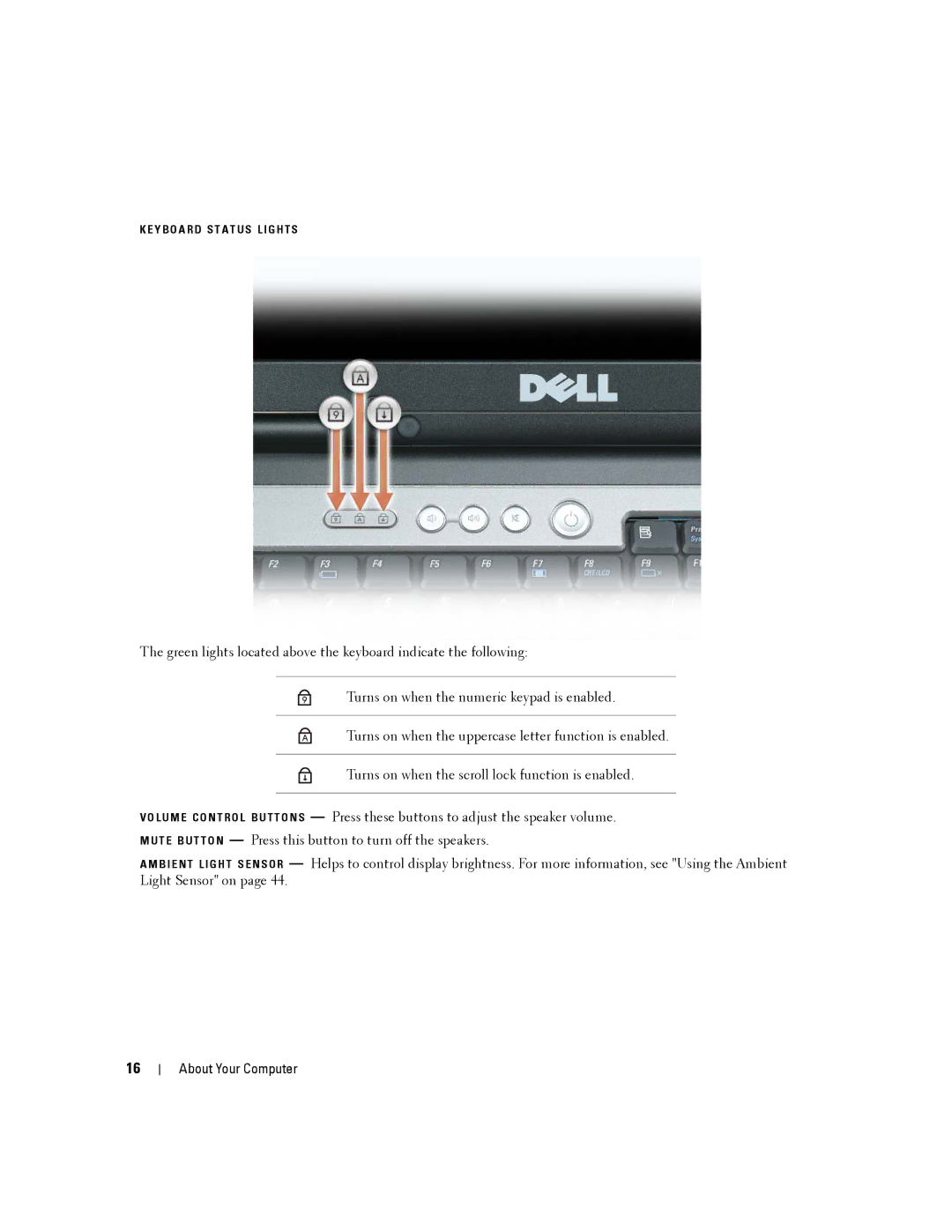 Dell PP04X, D830 manual Y B O a R D S T a T U S L I G H T S 