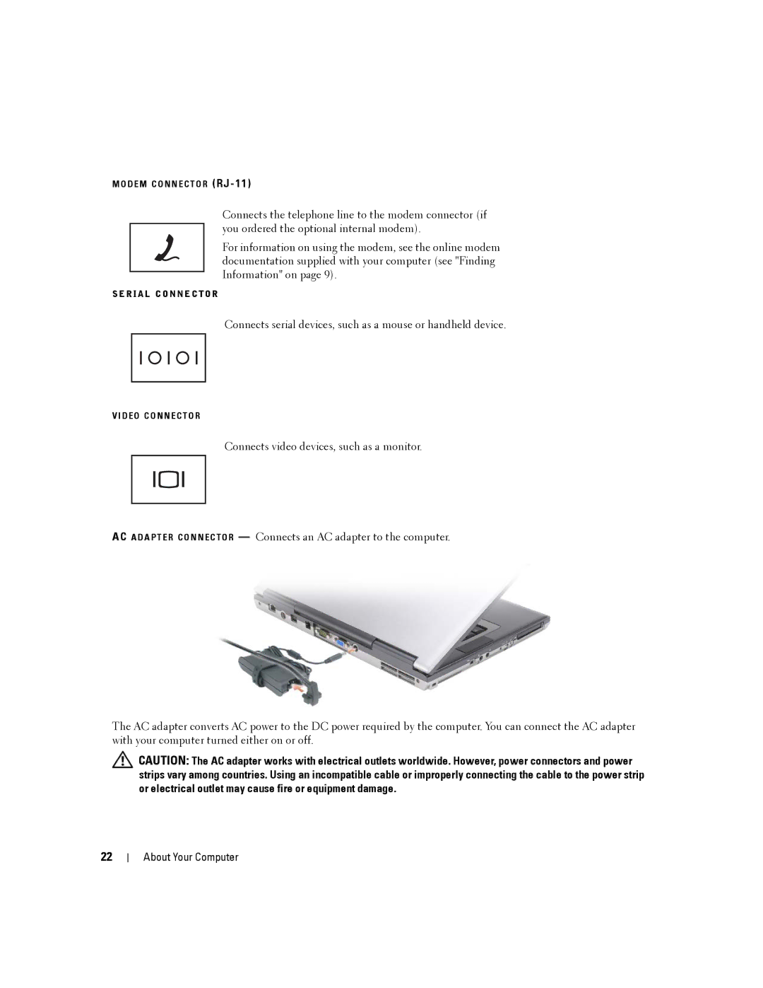 Dell PP04X, D830 manual Connects serial devices, such as a mouse or handheld device 