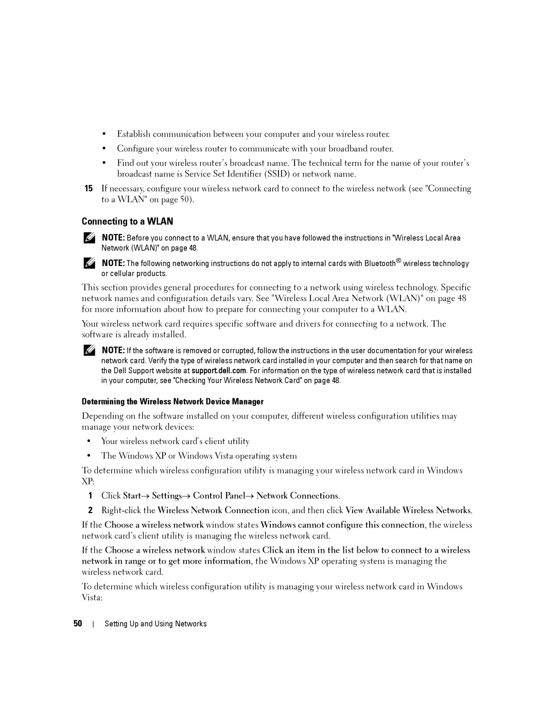 Dell PP04X, D830 manual Connecting to a Wlan, Determining the Wireless Network Device Manager 