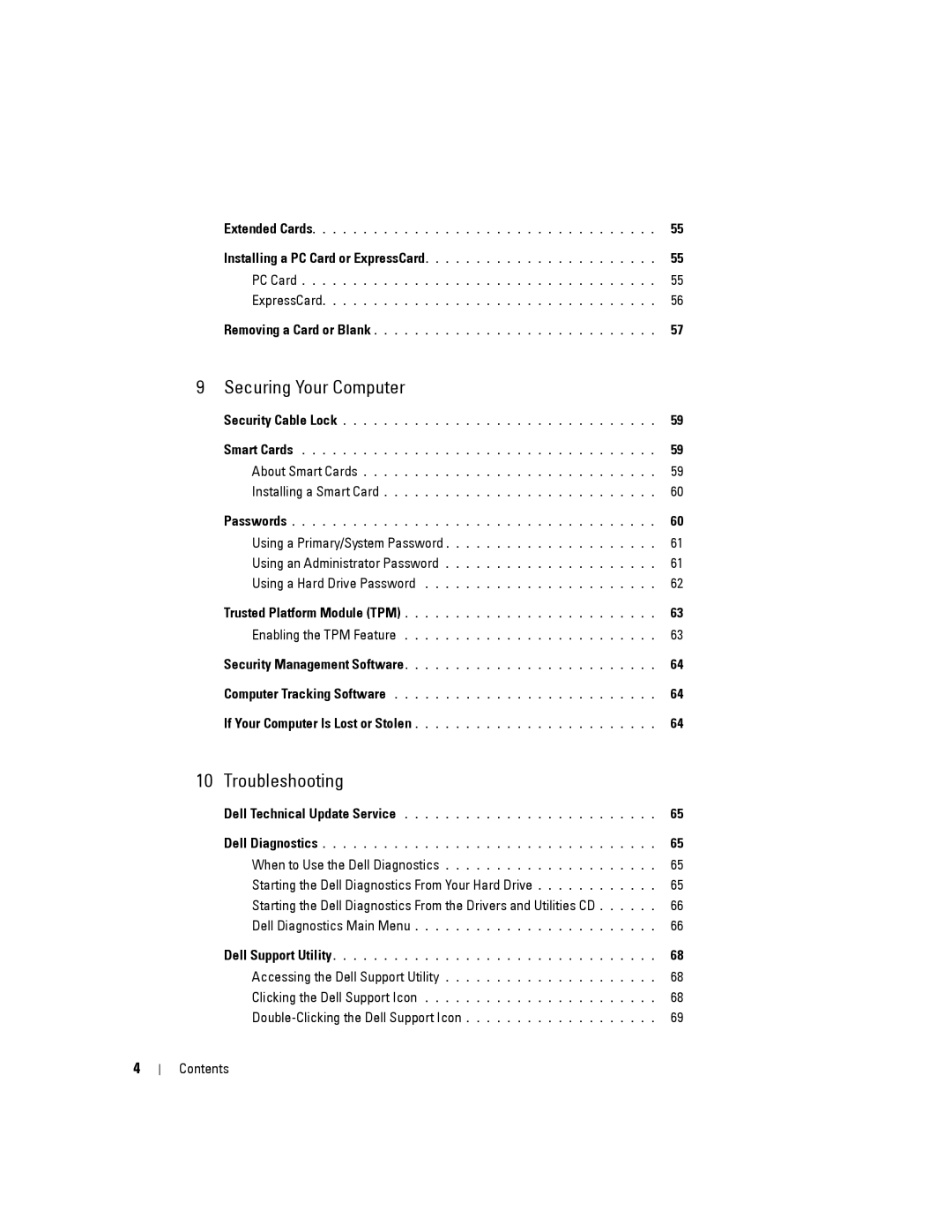 Dell PP04X, D830 manual Securing Your Computer 