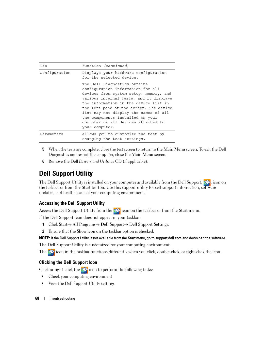 Dell PP04X, D830 manual Accessing the Dell Support Utility, Clicking the Dell Support Icon 