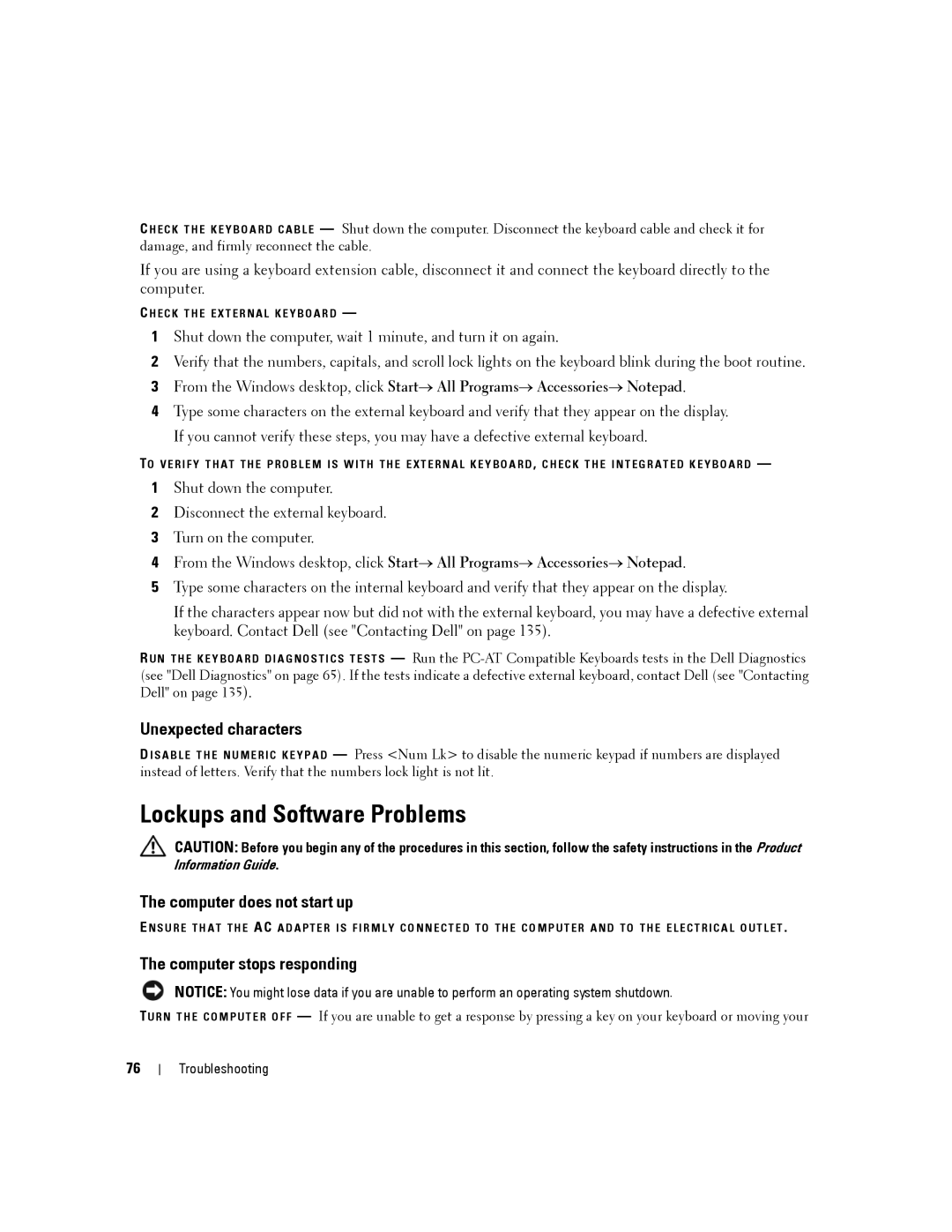 Dell PP04X Lockups and Software Problems, Unexpected characters, Computer does not start up, Computer stops responding 