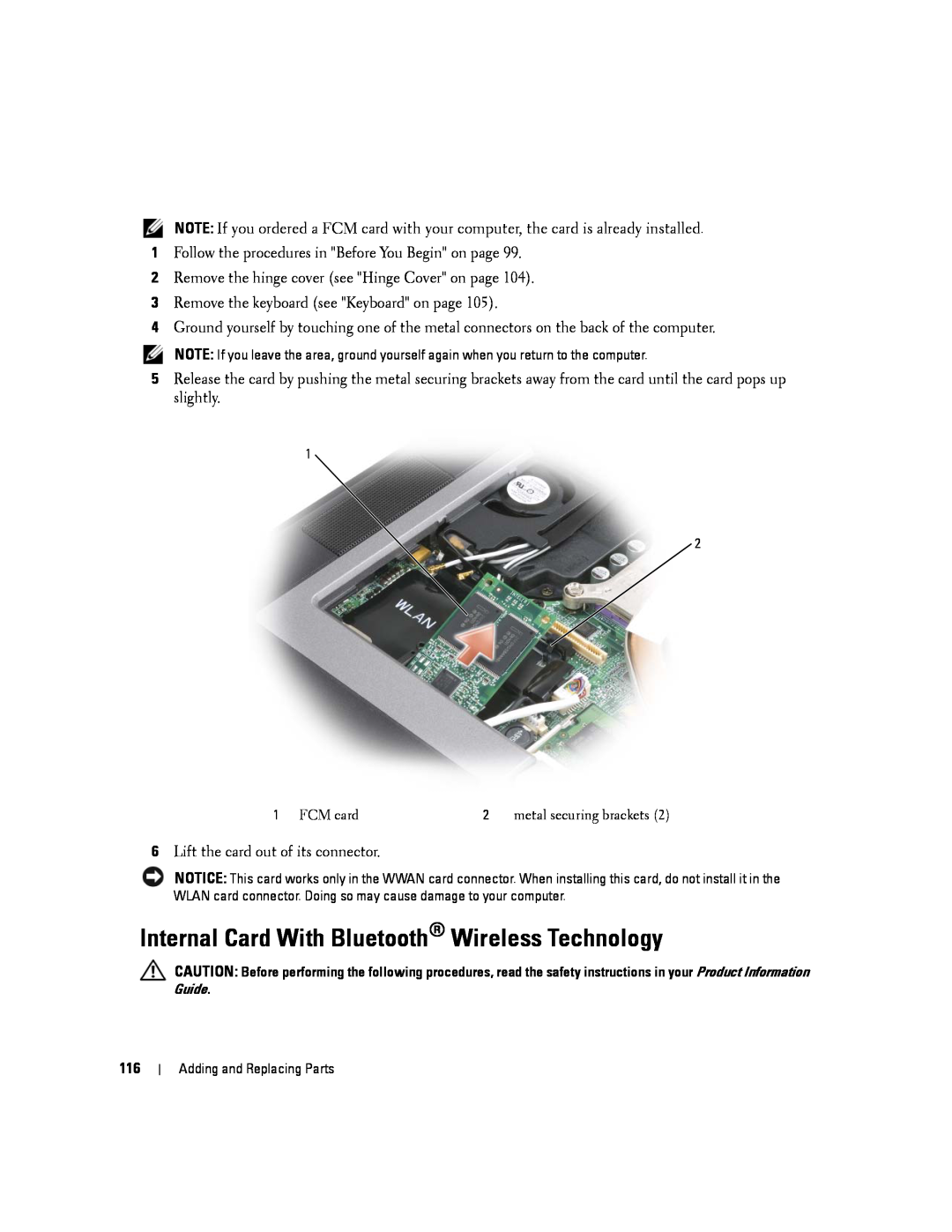 Dell PP04X, D830 manual Internal Card With Bluetooth Wireless Technology, Guide 