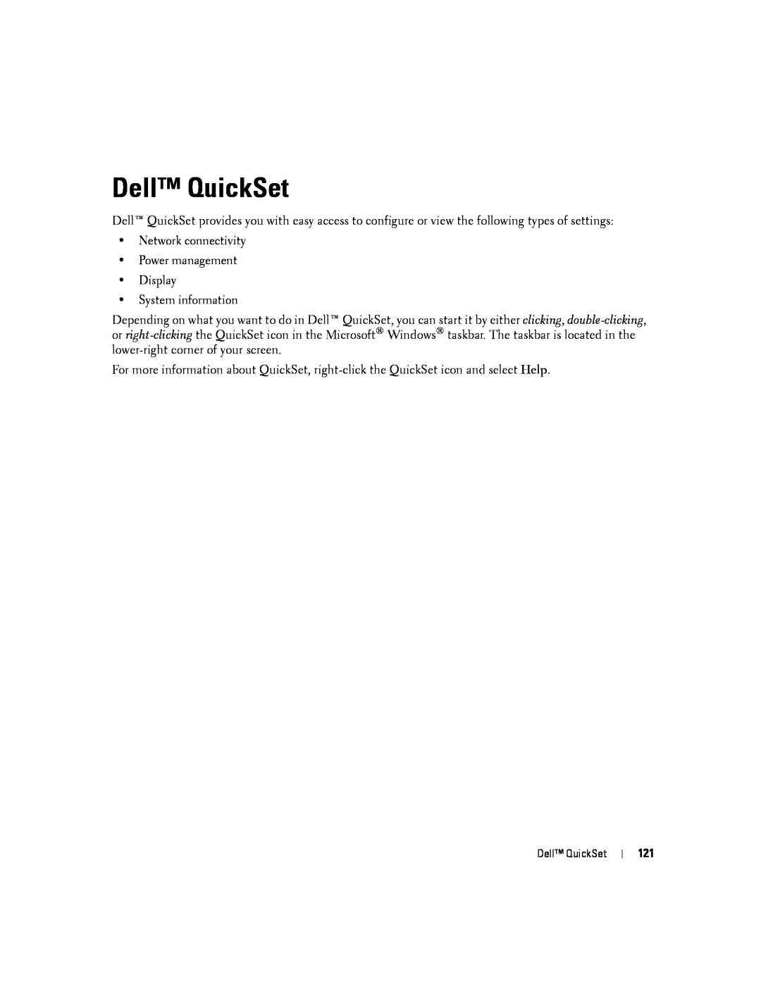 Dell D830, PP04X manual Dell QuickSet 