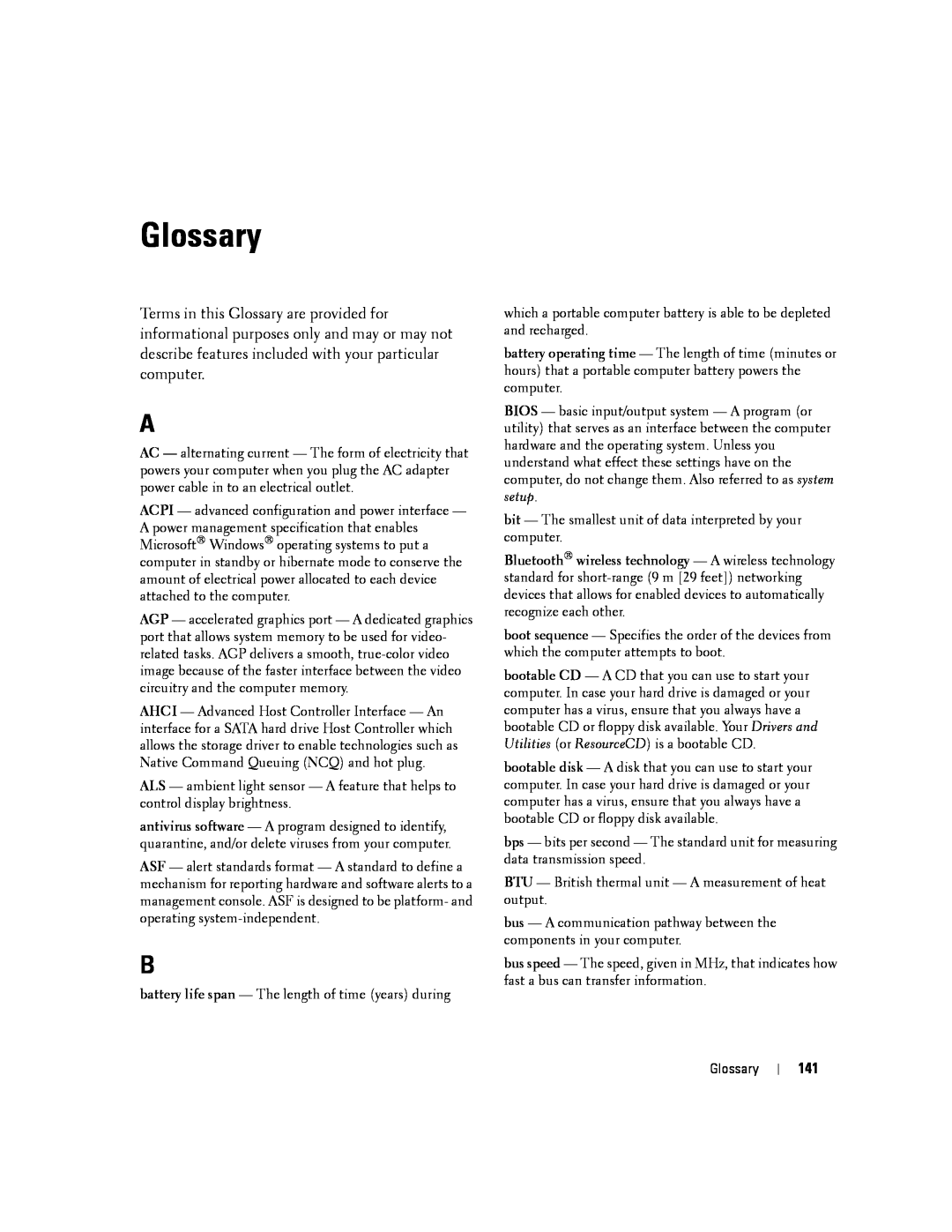 Dell D830, PP04X manual Glossary 