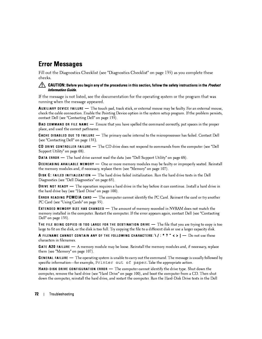 Dell PP04X, D830 manual Error Messages 