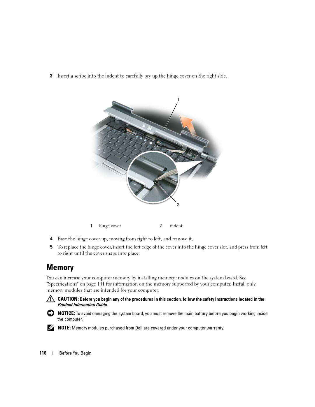 Dell PP04X manual Memory, 116 