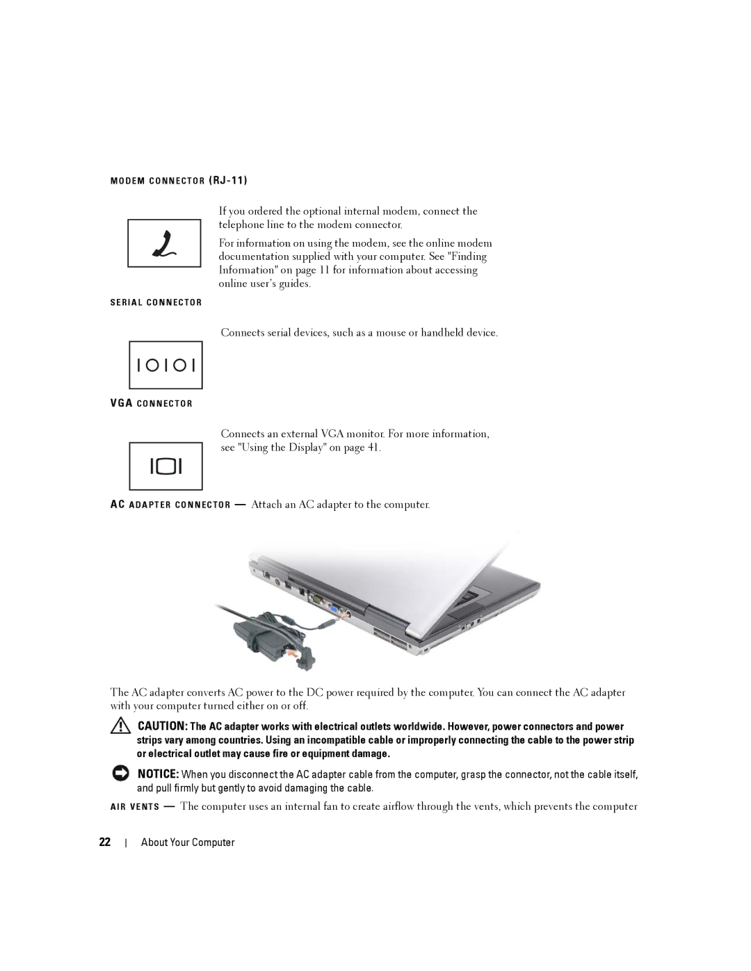 Dell PP04X manual Connects serial devices, such as a mouse or handheld device 