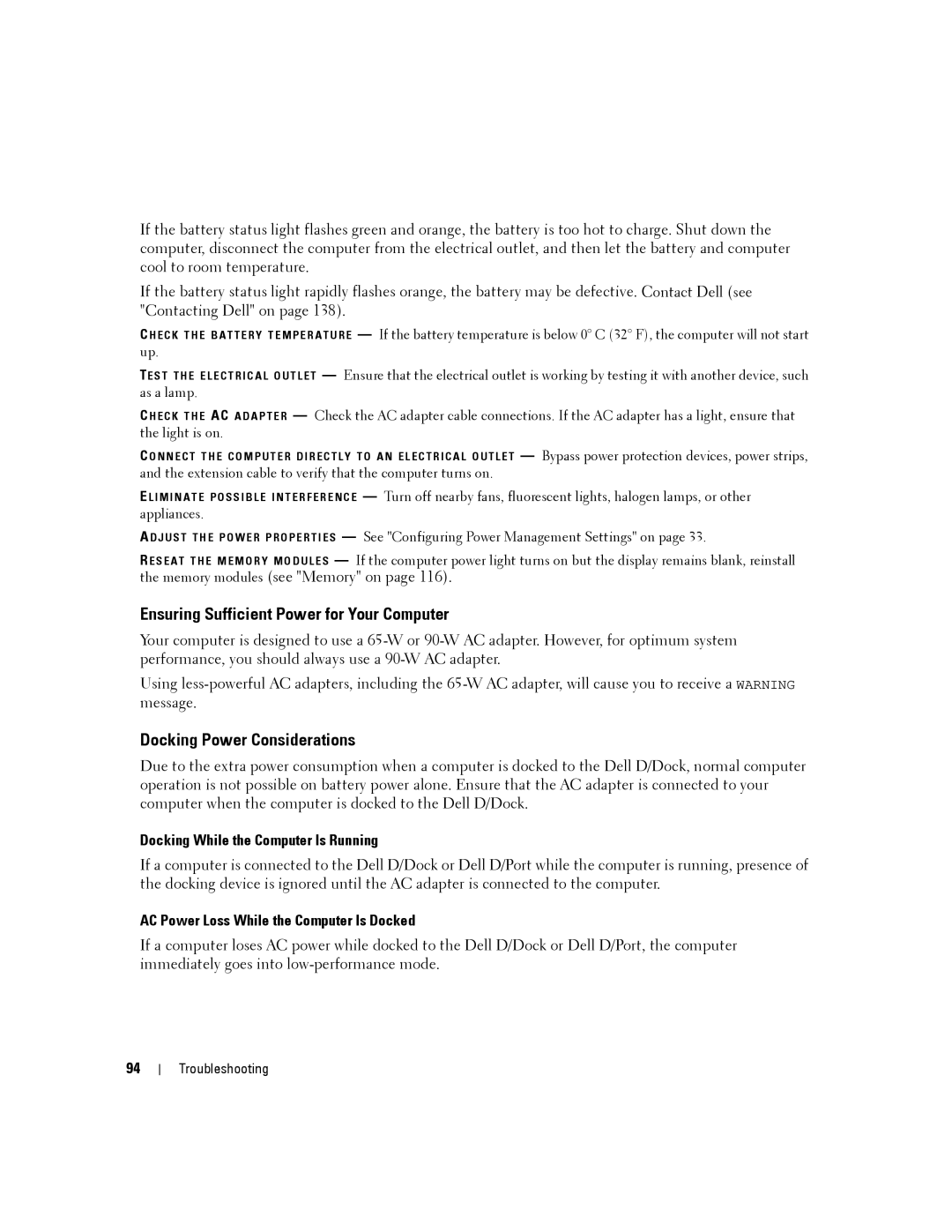 Dell PP04X manual Ensuring Sufficient Power for Your Computer, Docking Power Considerations 