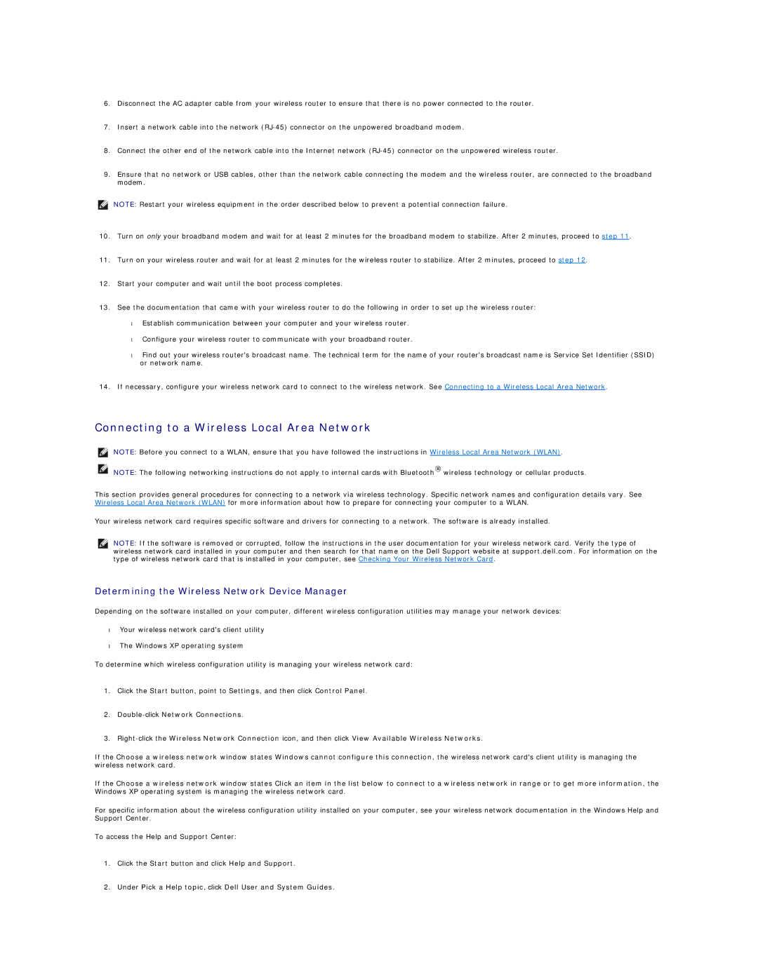 Dell PP04X specifications Connecting to a Wireless Local Area Network, Determining the Wireless Network Device Manager 