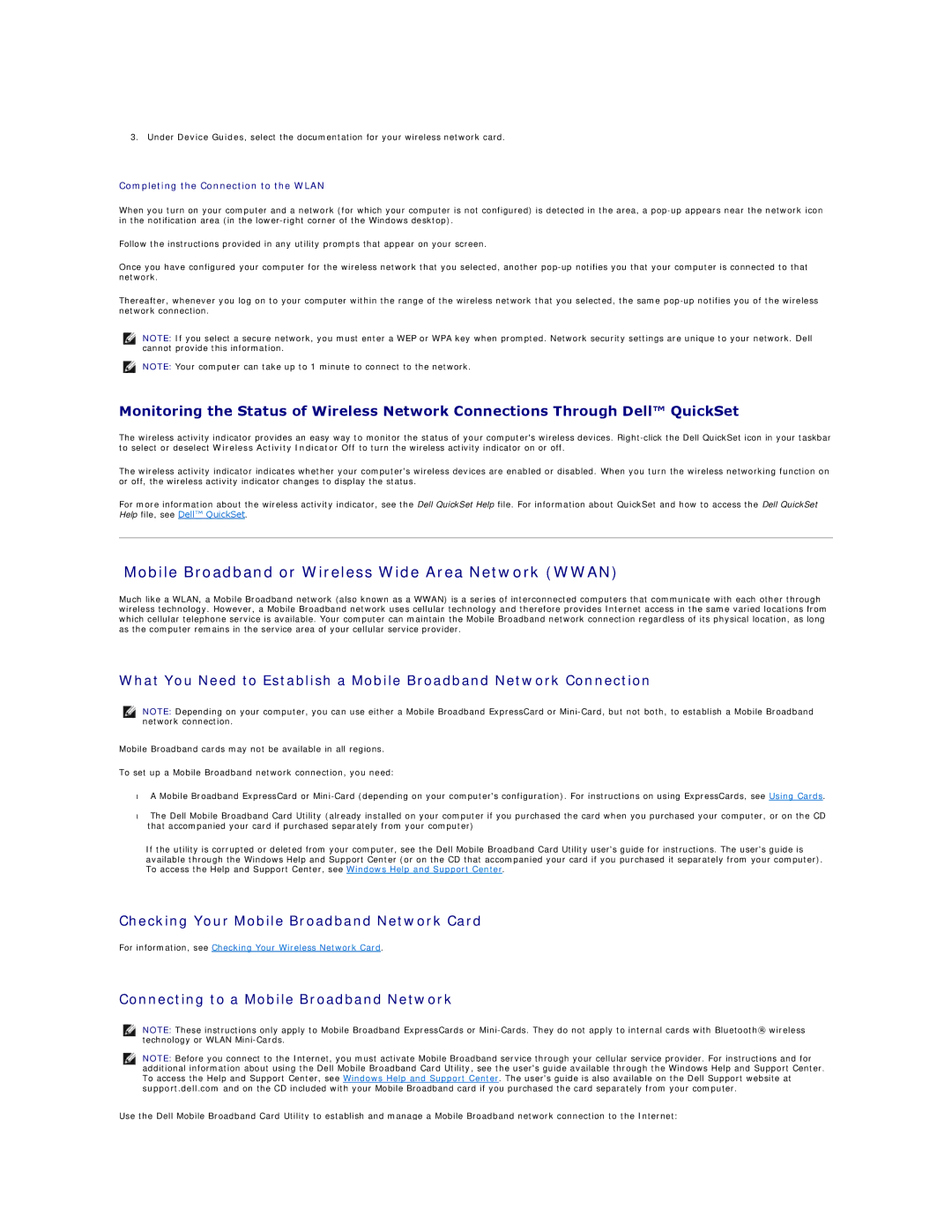 Dell PP04X specifications Mobile Broadband or Wireless Wide Area Network Wwan, Checking Your Mobile Broadband Network Card 