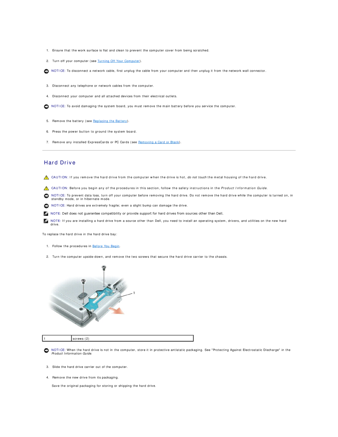 Dell PP04X specifications Hard Drive 