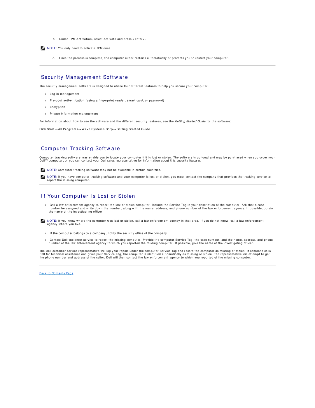 Dell PP04X specifications Security Management Software, Computer Tracking Software, If Your Computer Is Lost or Stolen 