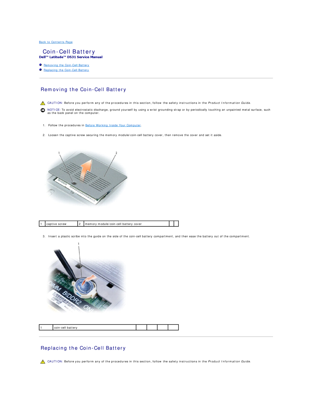 Dell PP04X manual Removing the Coin-Cell Battery, Replacing the Coin-Cell Battery 