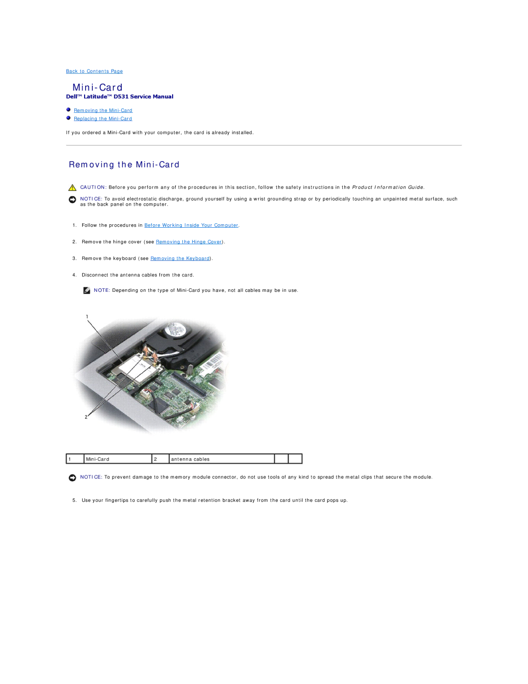 Dell PP04X manual Removing the Mini-Card 