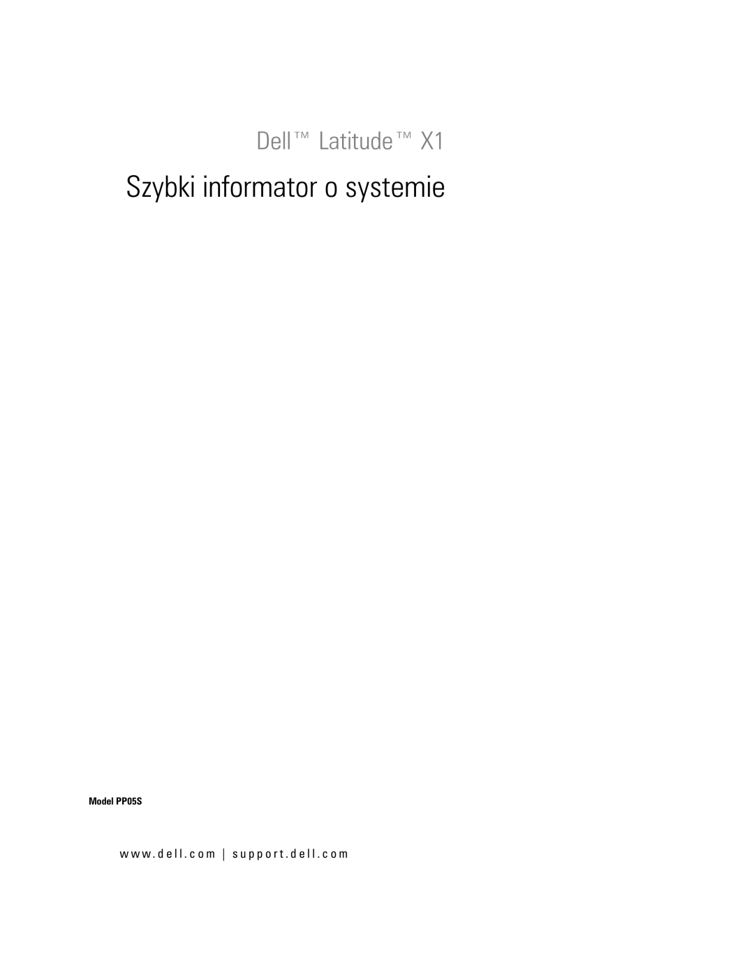 Dell PP05S manual Szybki informator o systemie 