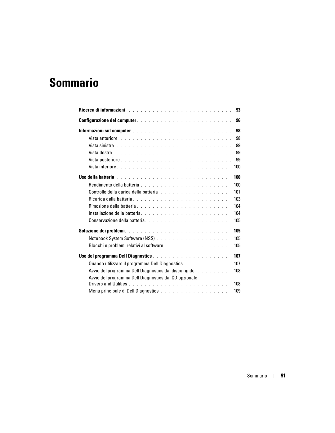 Dell PP05S manual Controllo della carica della batteria, Blocchi e problemi relativi al software, Sommario 