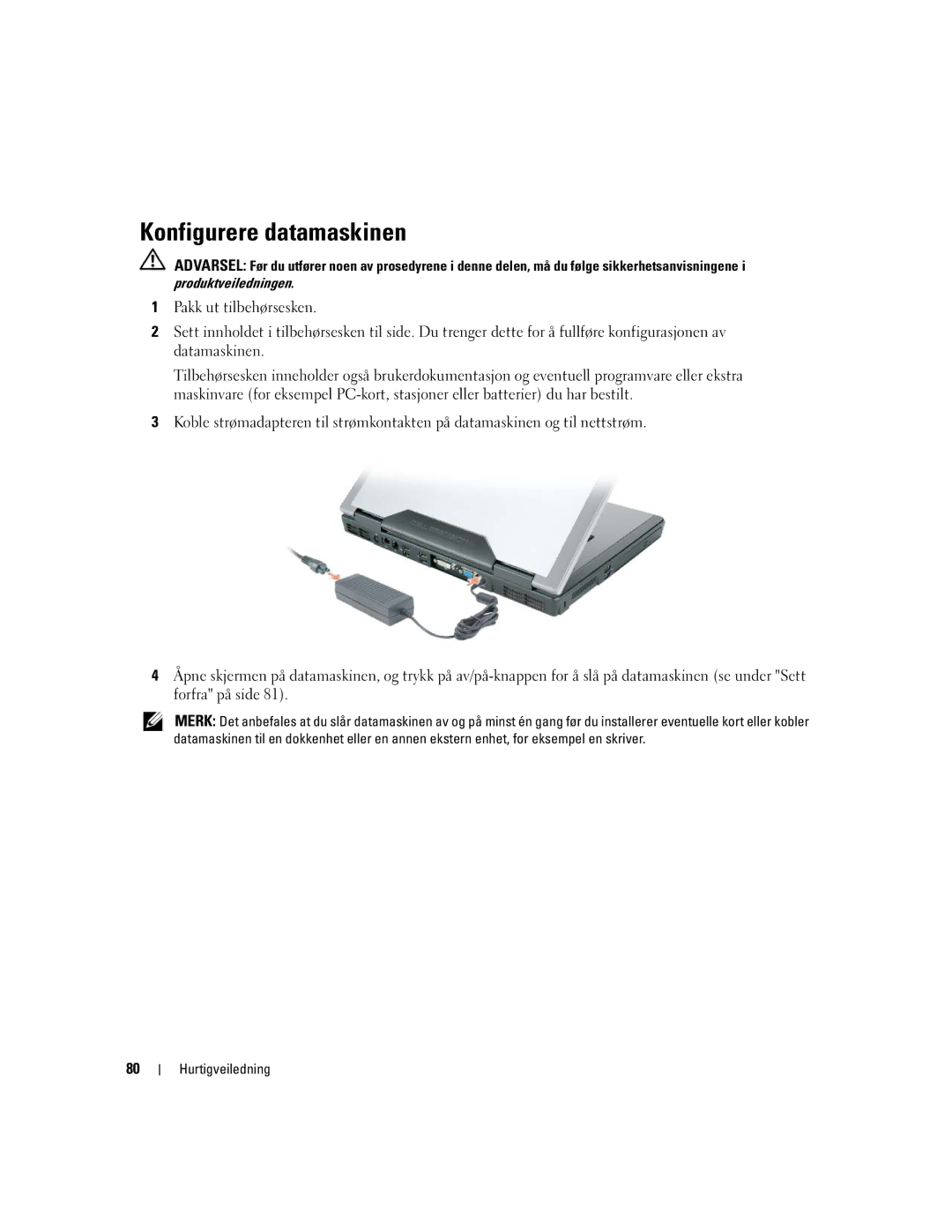 Dell PP05XA manual Konfigurere datamaskinen, Produktveiledningen 