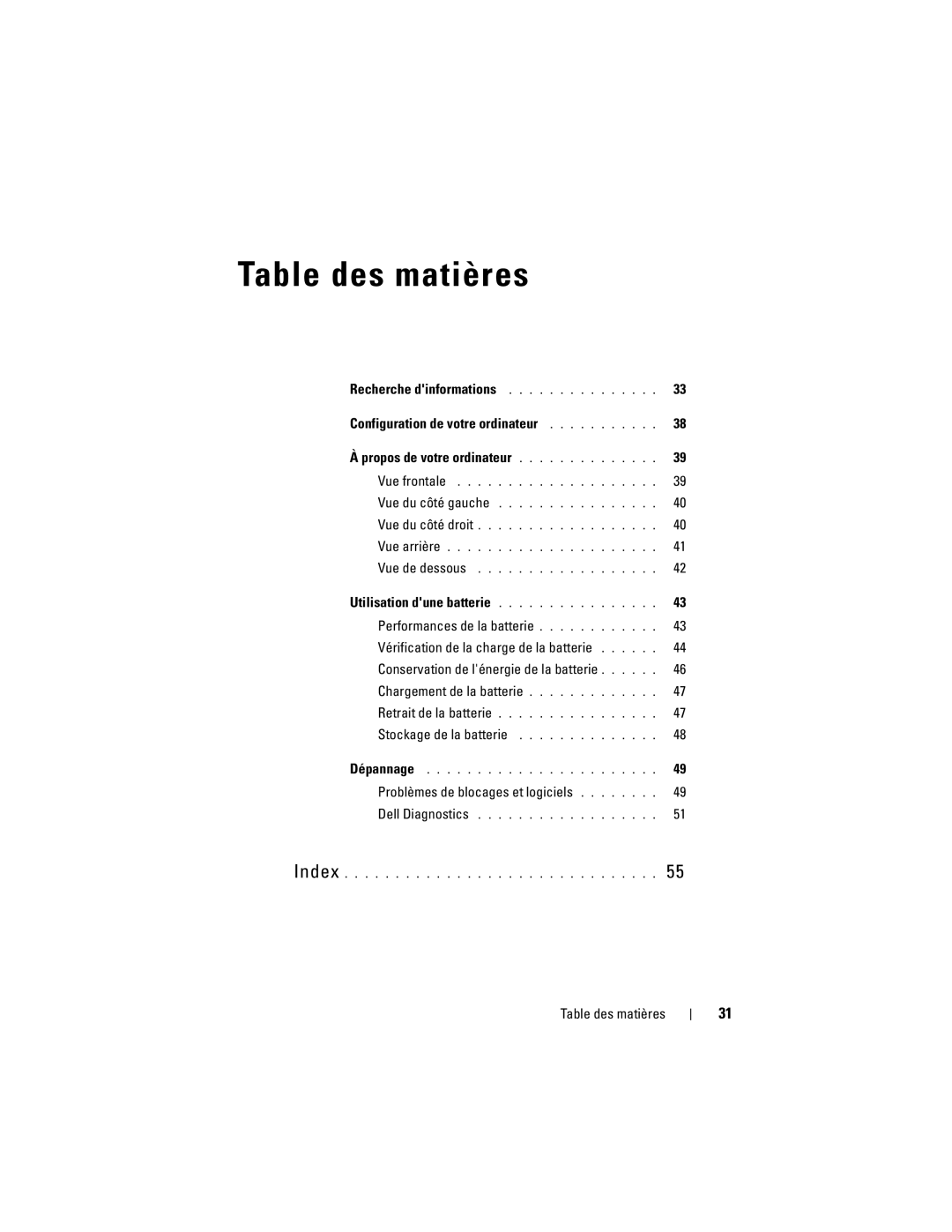 Dell PP05XA manual Problèmes de blocages et logiciels, Table des matières 