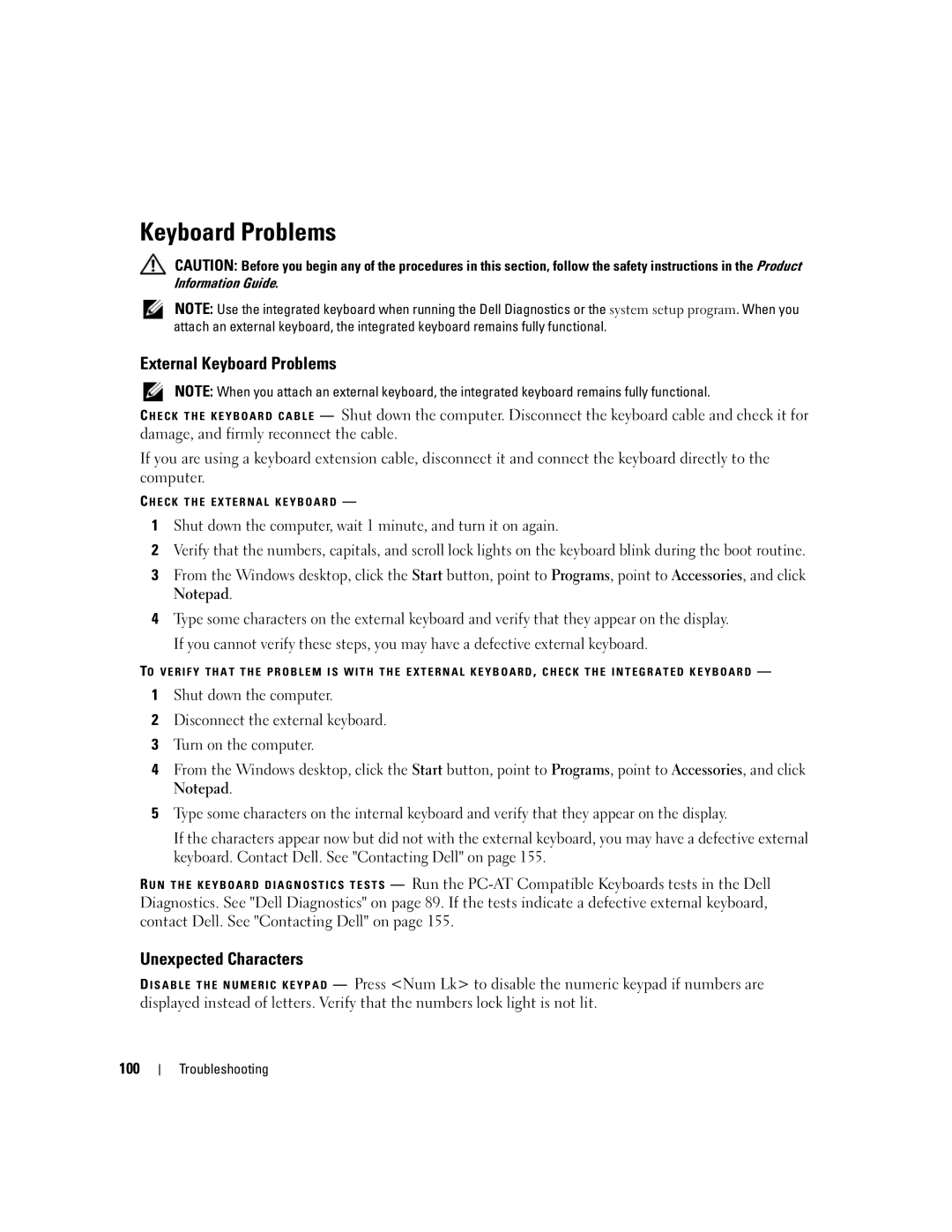 Dell PP05XB, M1710 owner manual External Keyboard Problems, Unexpected Characters 