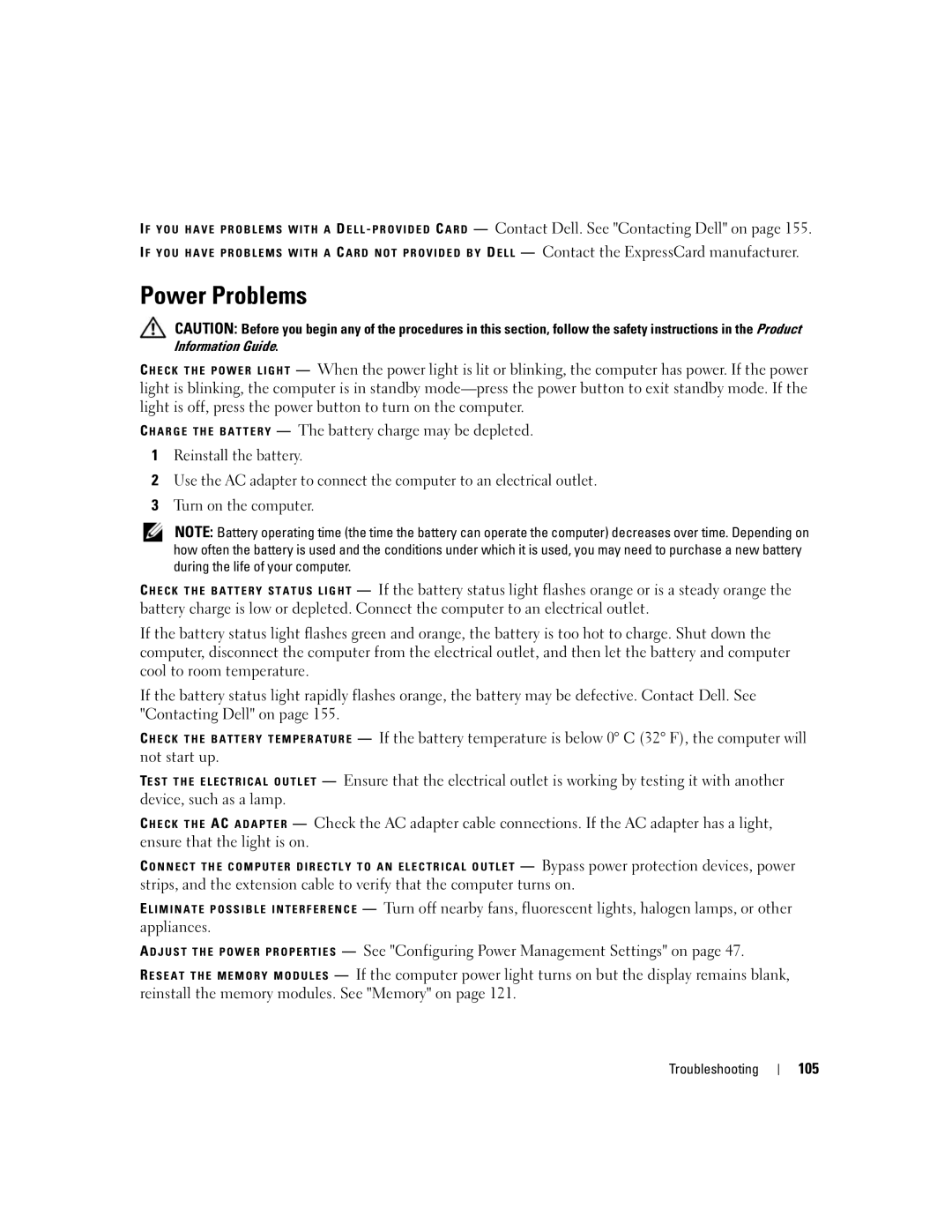 Dell M1710, PP05XB owner manual Power Problems, 105 