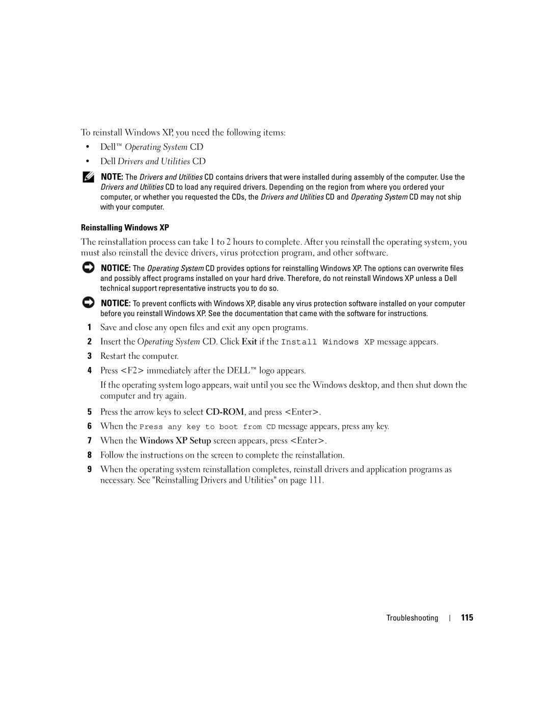 Dell M1710, PP05XB owner manual 115 