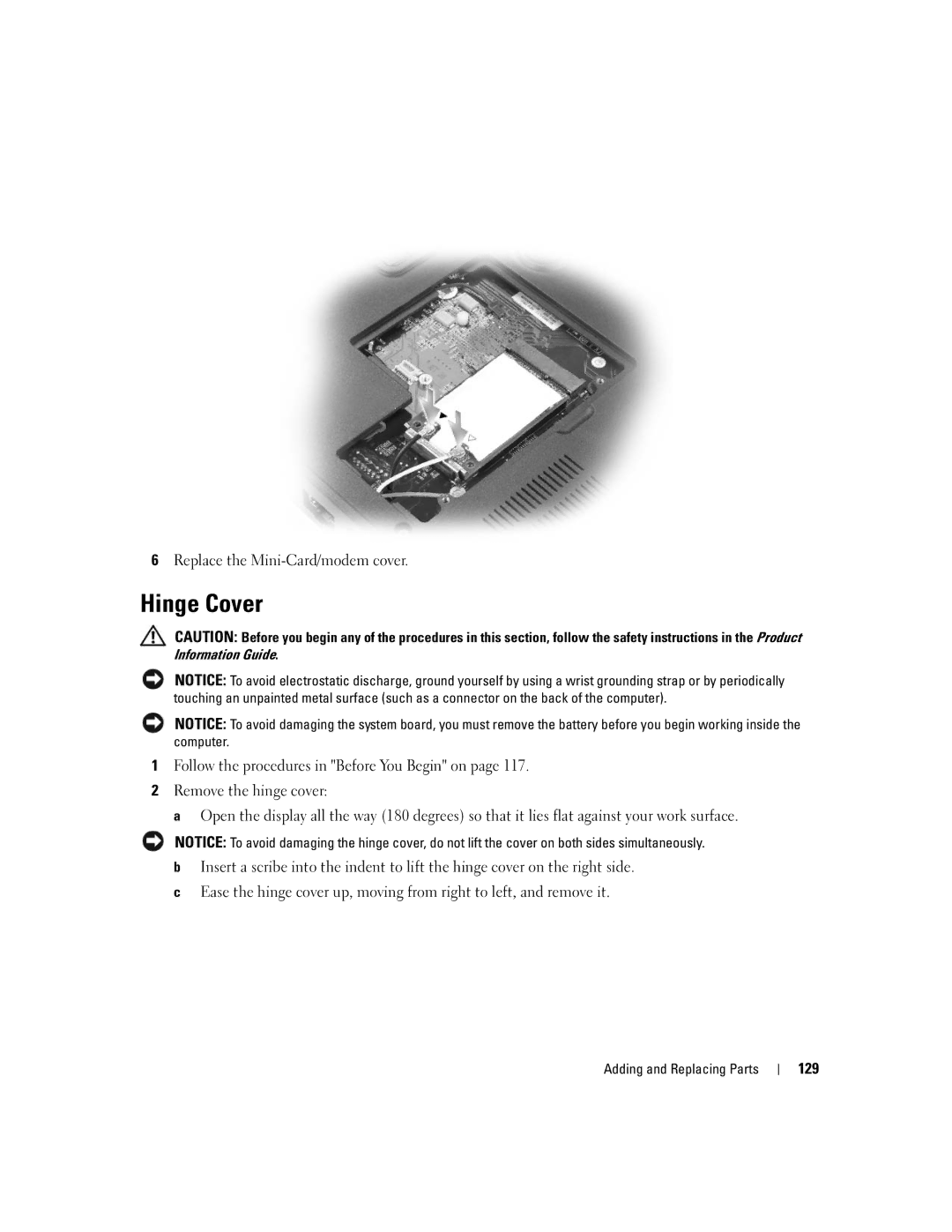 Dell M1710, PP05XB owner manual Hinge Cover, 129 