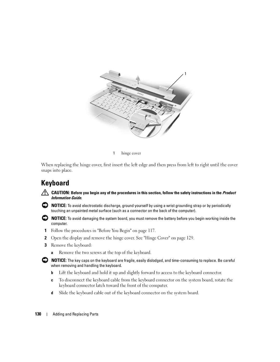 Dell PP05XB, M1710 owner manual Keyboard, 130 