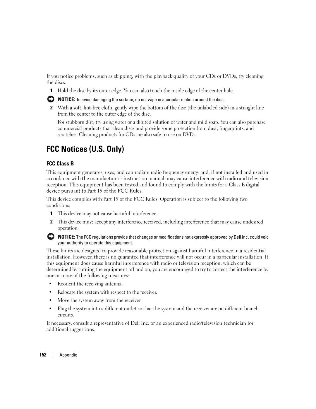 Dell PP05XB, M1710 owner manual FCC Notices U.S. Only, FCC Class B 