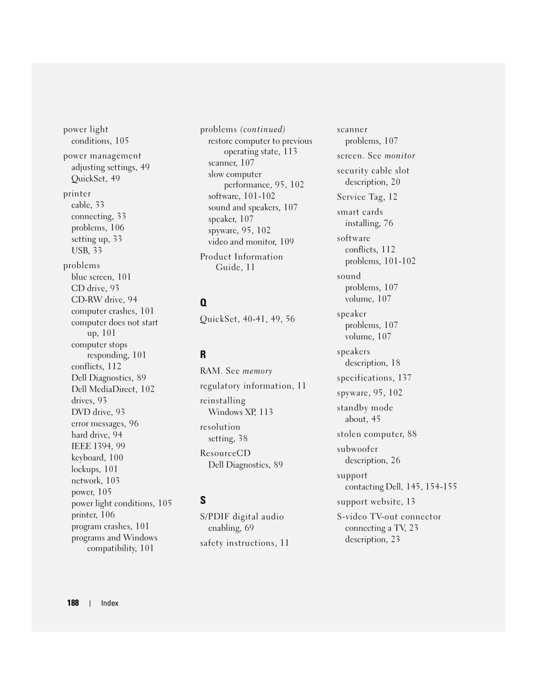 Dell PP05XB, M1710 owner manual Index 