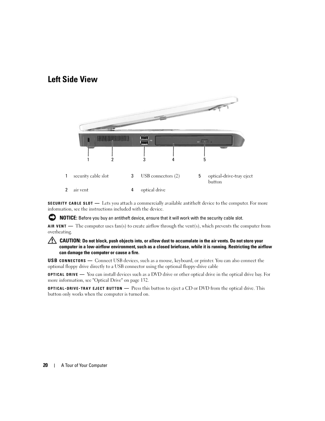 Dell PP05XB, M1710 owner manual Left Side View 