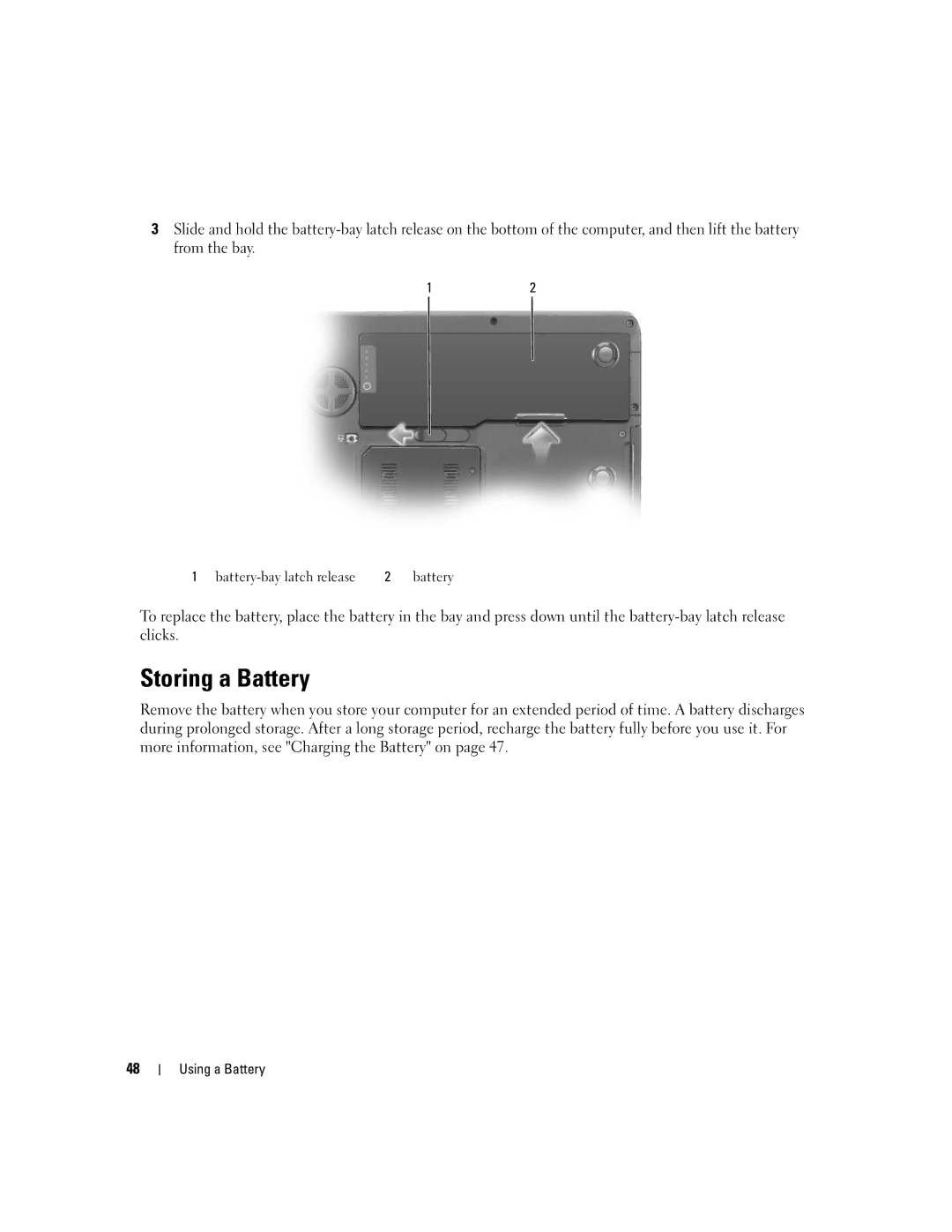 Dell PP05XB, M1710 owner manual Storing a Battery 