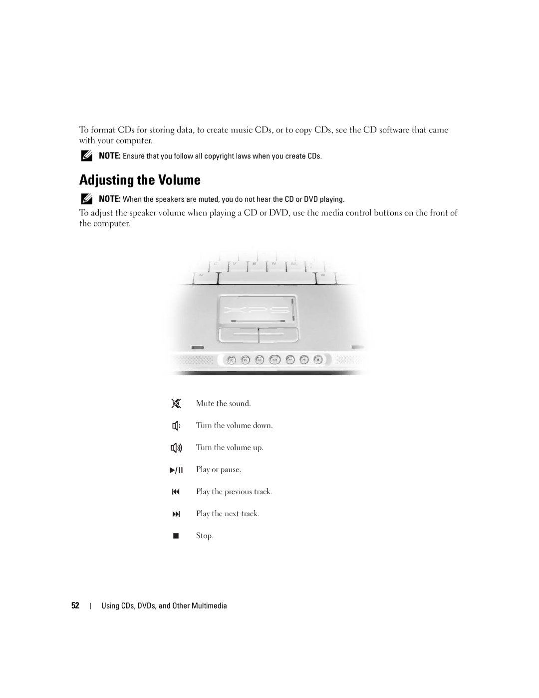 Dell PP05XB, M1710 owner manual Adjusting the Volume 